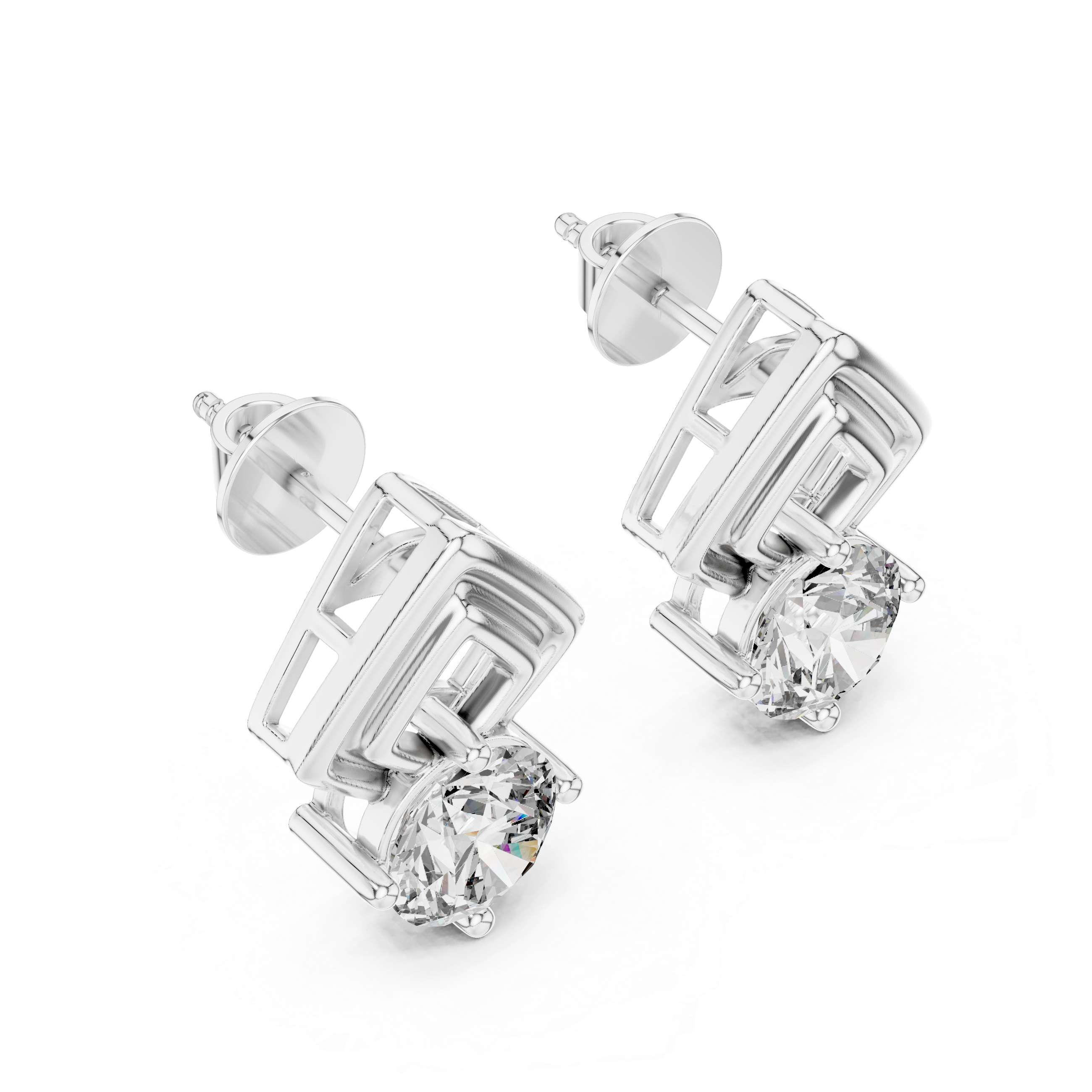Premium Rose Gold Geometric Diamond Earrings – Elegant & Trendy Look