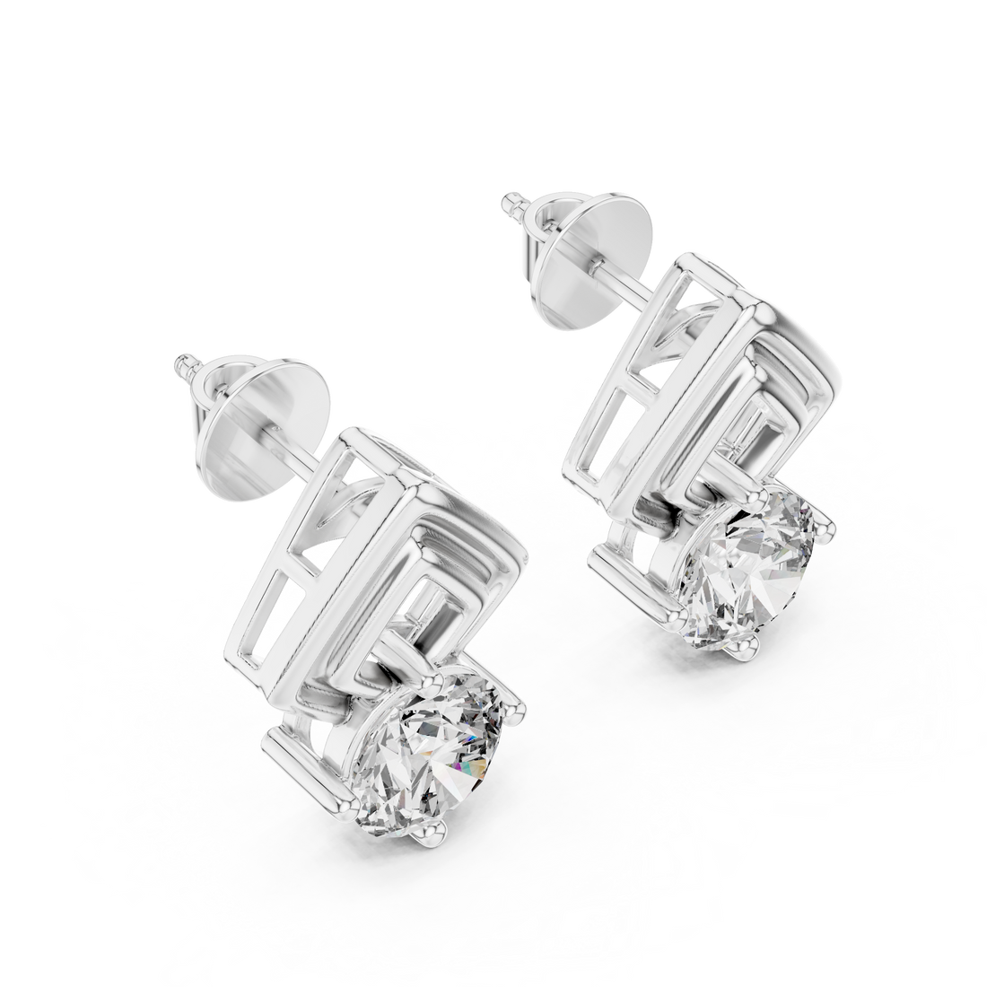 Premium Rose Gold Geometric Diamond Earrings – Elegant & Trendy Look