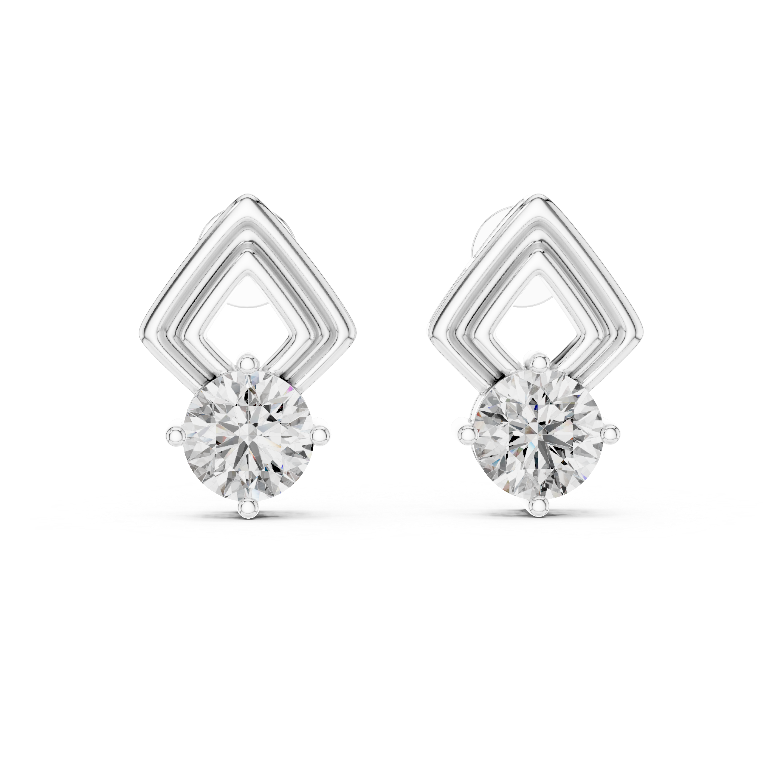 Premium Rose Gold Geometric Diamond Earrings – Elegant & Trendy Look