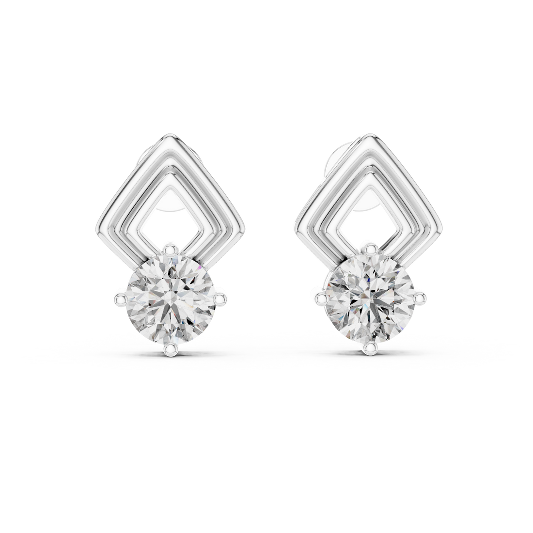 Premium Rose Gold Geometric Diamond Earrings – Elegant & Trendy Look