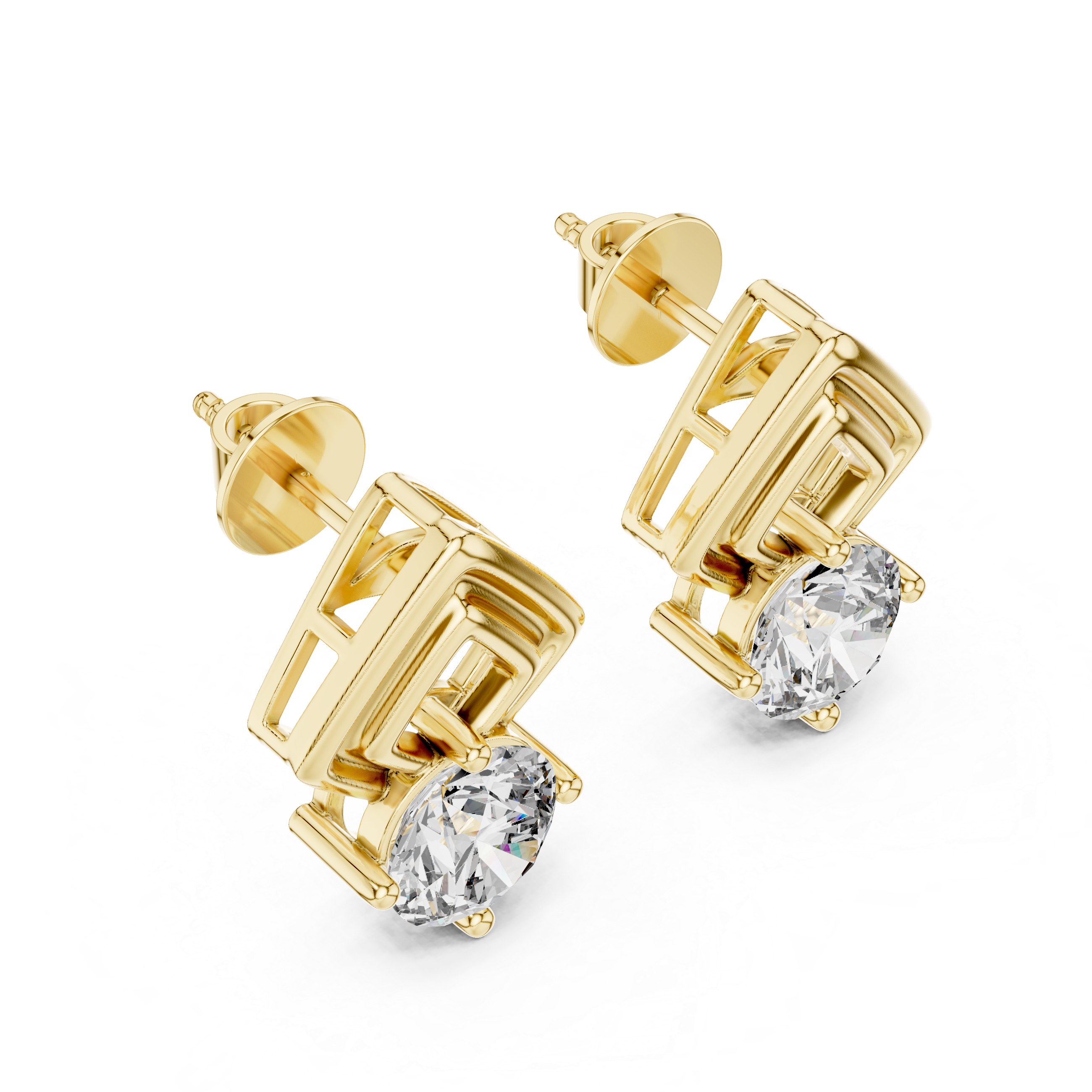 Premium Rose Gold Geometric Diamond Earrings – Elegant & Trendy Look