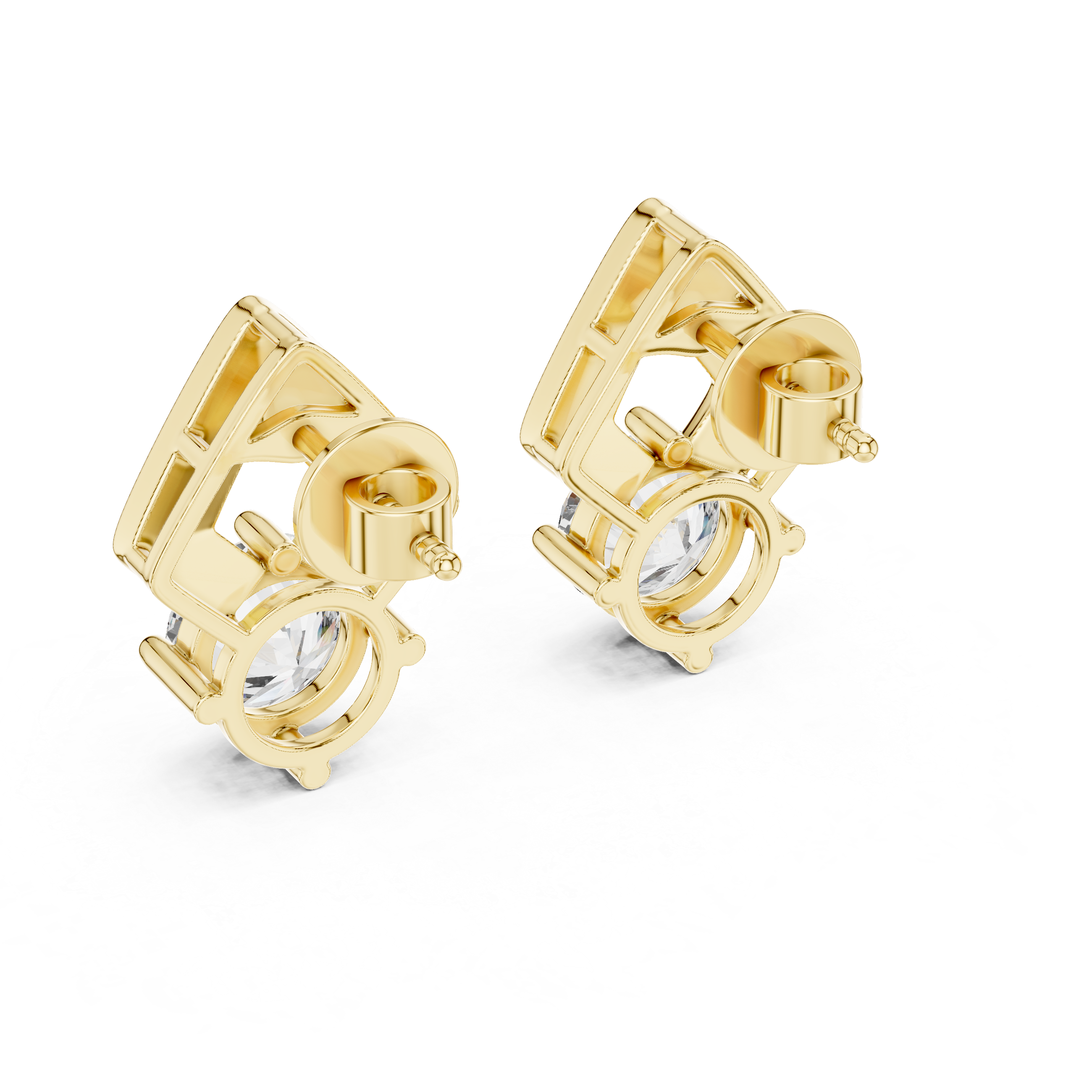 Premium Rose Gold Geometric Diamond Earrings – Elegant & Trendy Look