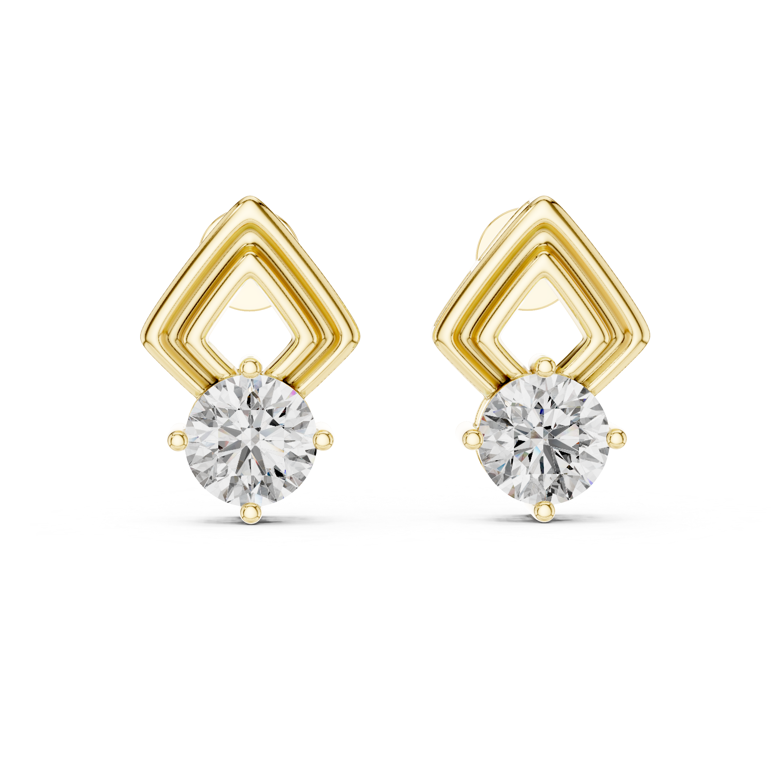 Premium Rose Gold Geometric Diamond Earrings – Elegant & Trendy Look