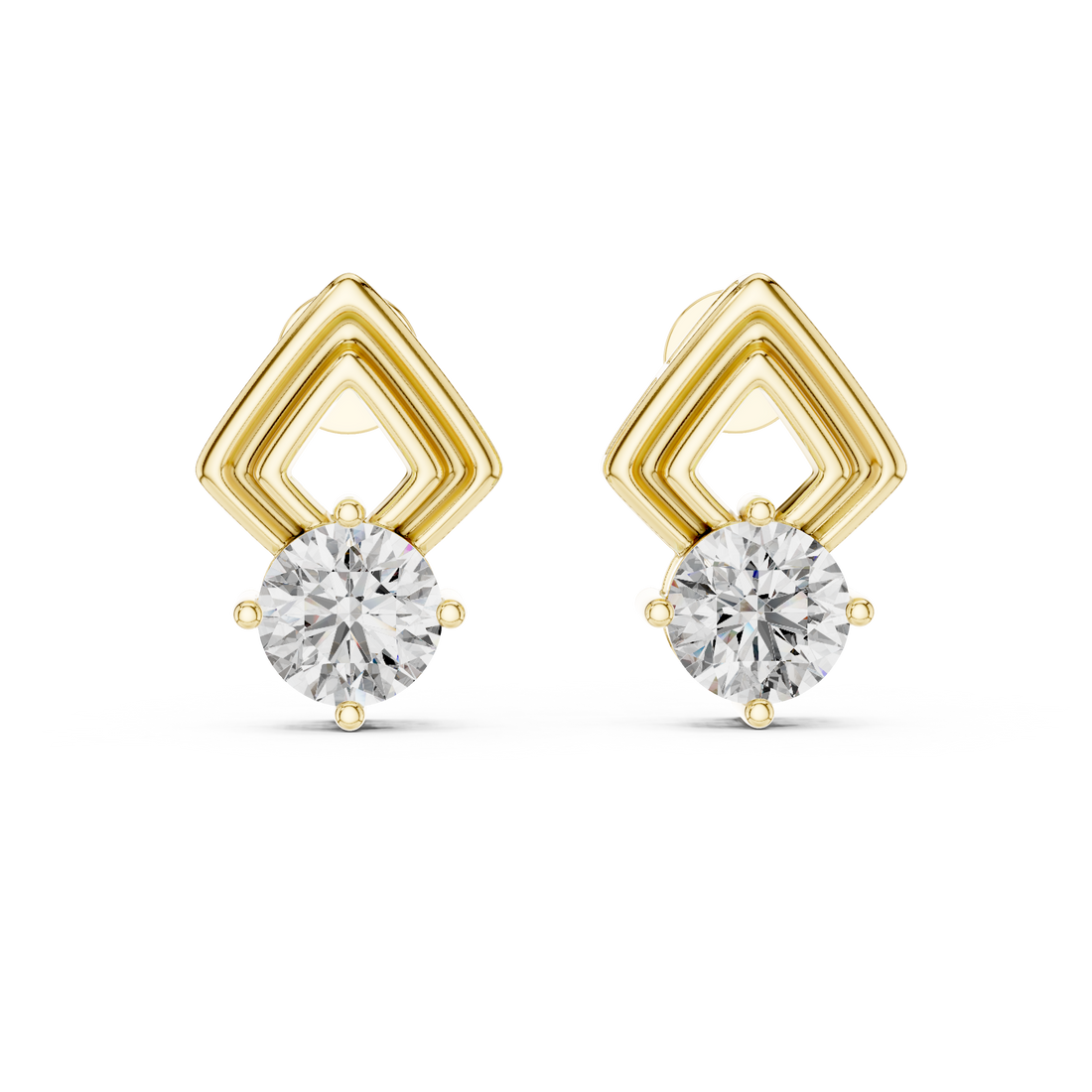 Premium Rose Gold Geometric Diamond Earrings – Elegant & Trendy Look