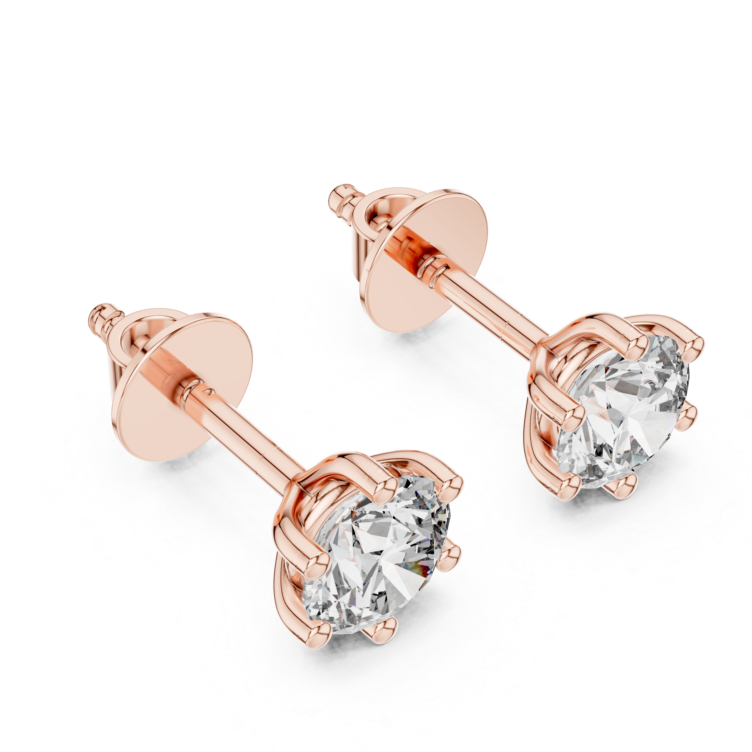 Fine Jewelry Round Cut Diamond Stud Earrings With 6 Prong Setting