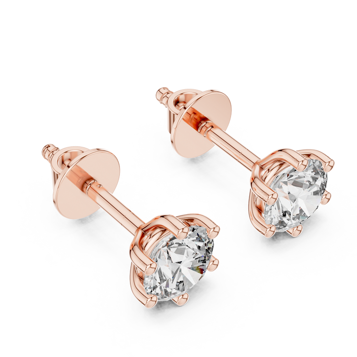 Fine Jewelry Round Cut Diamond Stud Earrings With 6 Prong Setting
