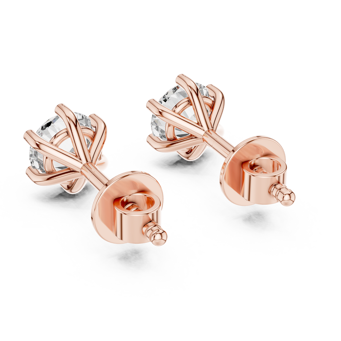 Fine Jewelry Round Cut Diamond Stud Earrings With 6 Prong Setting
