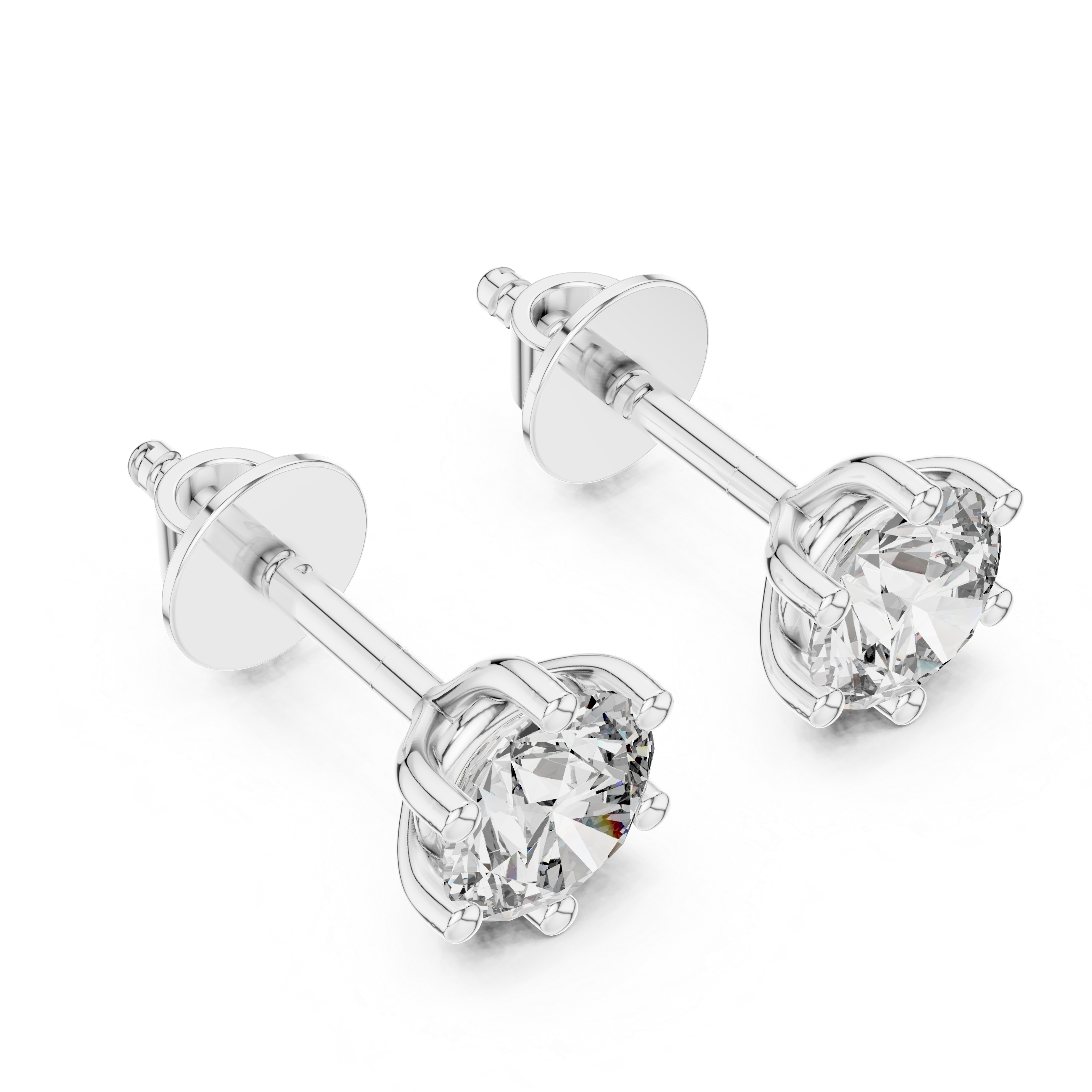 Fine Jewelry Round Cut Diamond Stud Earrings With 6 Prong Setting