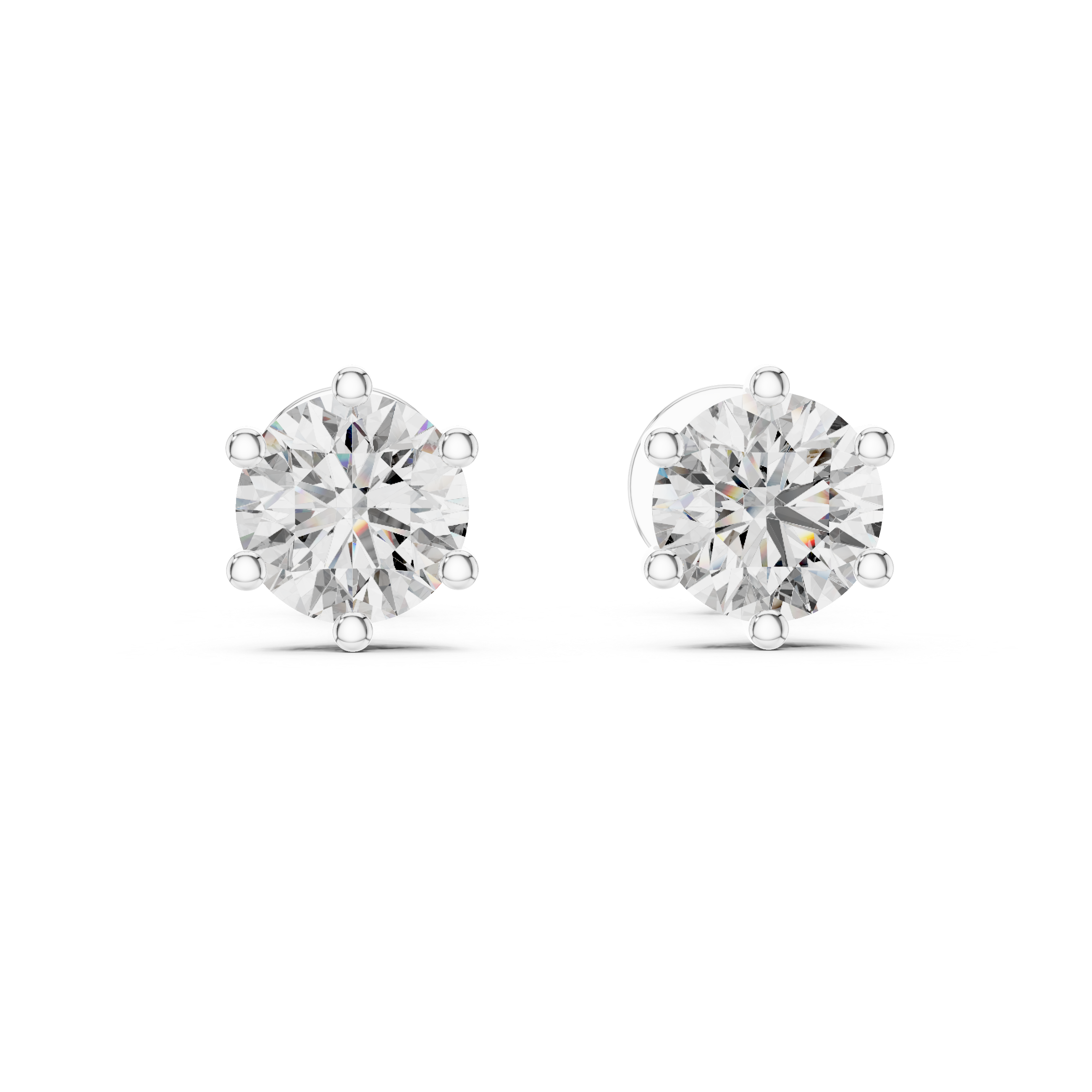 Fine Jewelry Round Cut Diamond Stud Earrings With 6 Prong Setting
