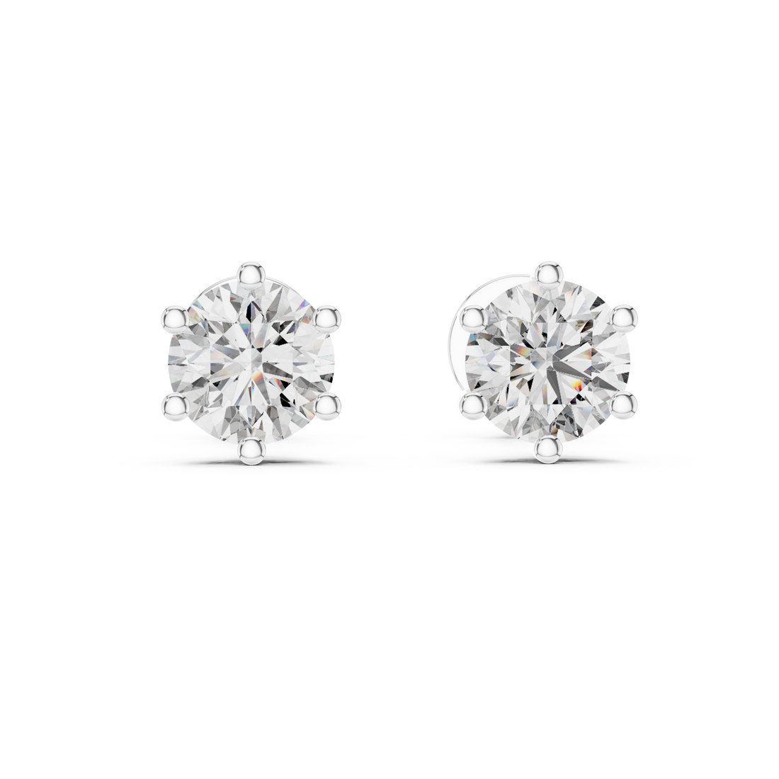Fine Jewelry Round Cut Diamond Stud Earrings With 6 Prong Setting