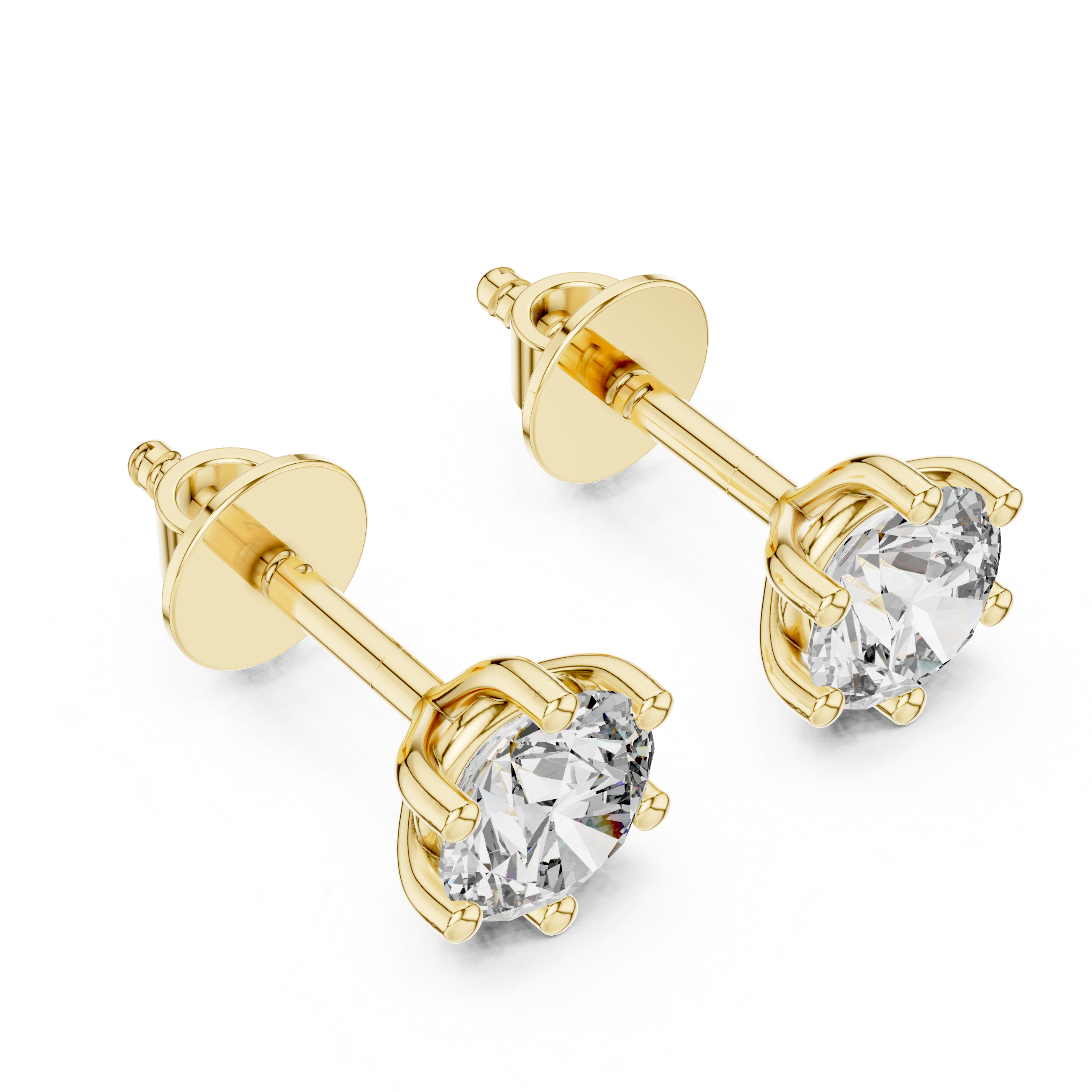 Fine Jewelry Round Cut Diamond Stud Earrings With 6 Prong Setting