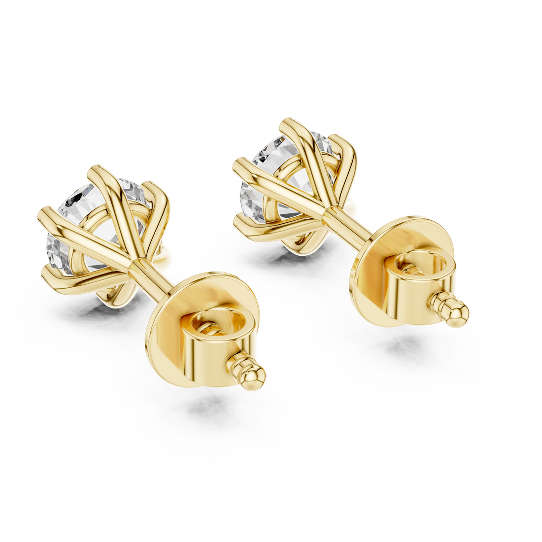 Fine Jewelry Round Cut Diamond Stud Earrings With 6 Prong Setting