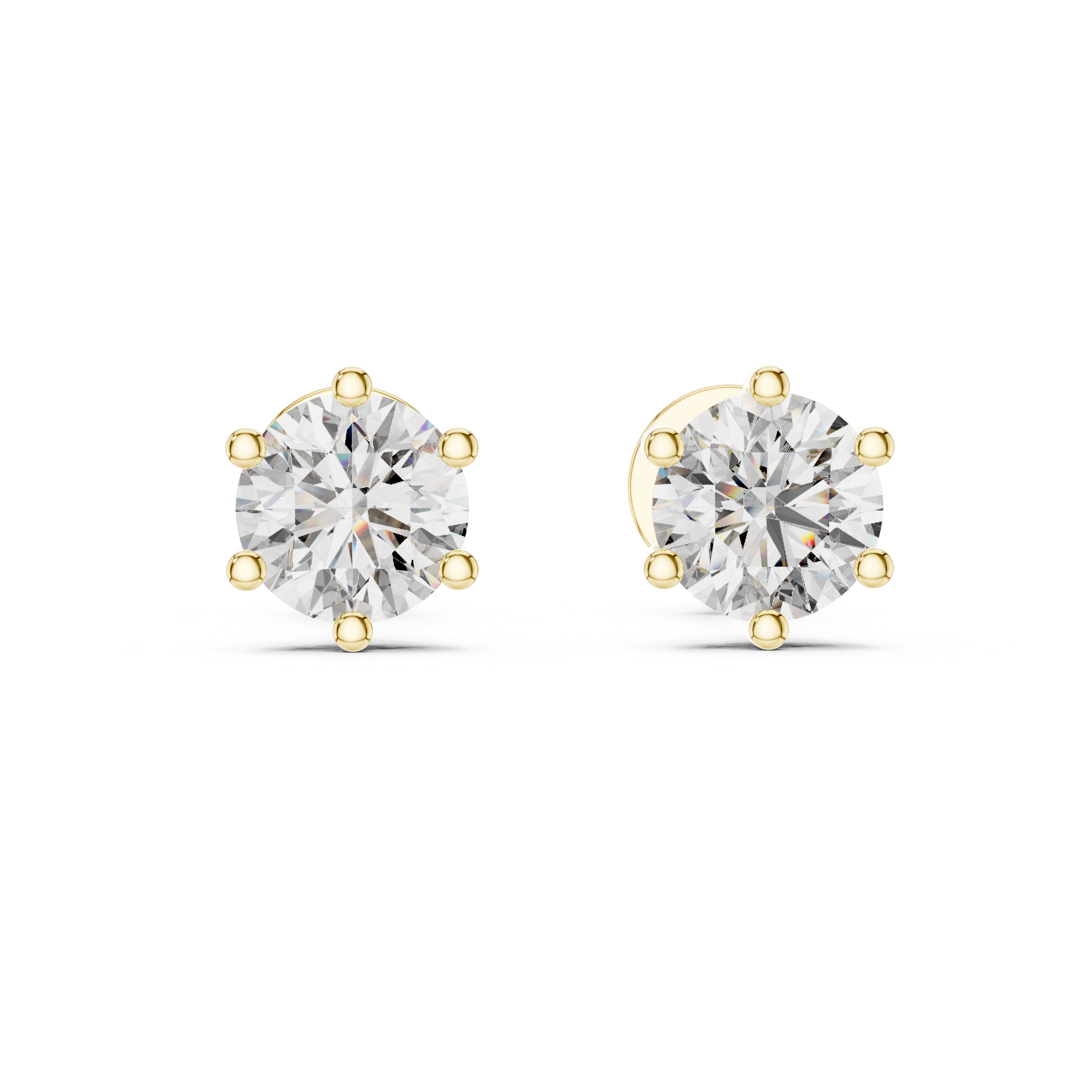 Fine Jewelry Round Cut Diamond Stud Earrings With 6 Prong Setting