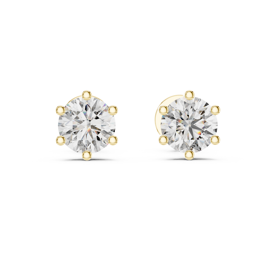 Fine Jewelry Round Cut Diamond Stud Earrings With 6 Prong Setting