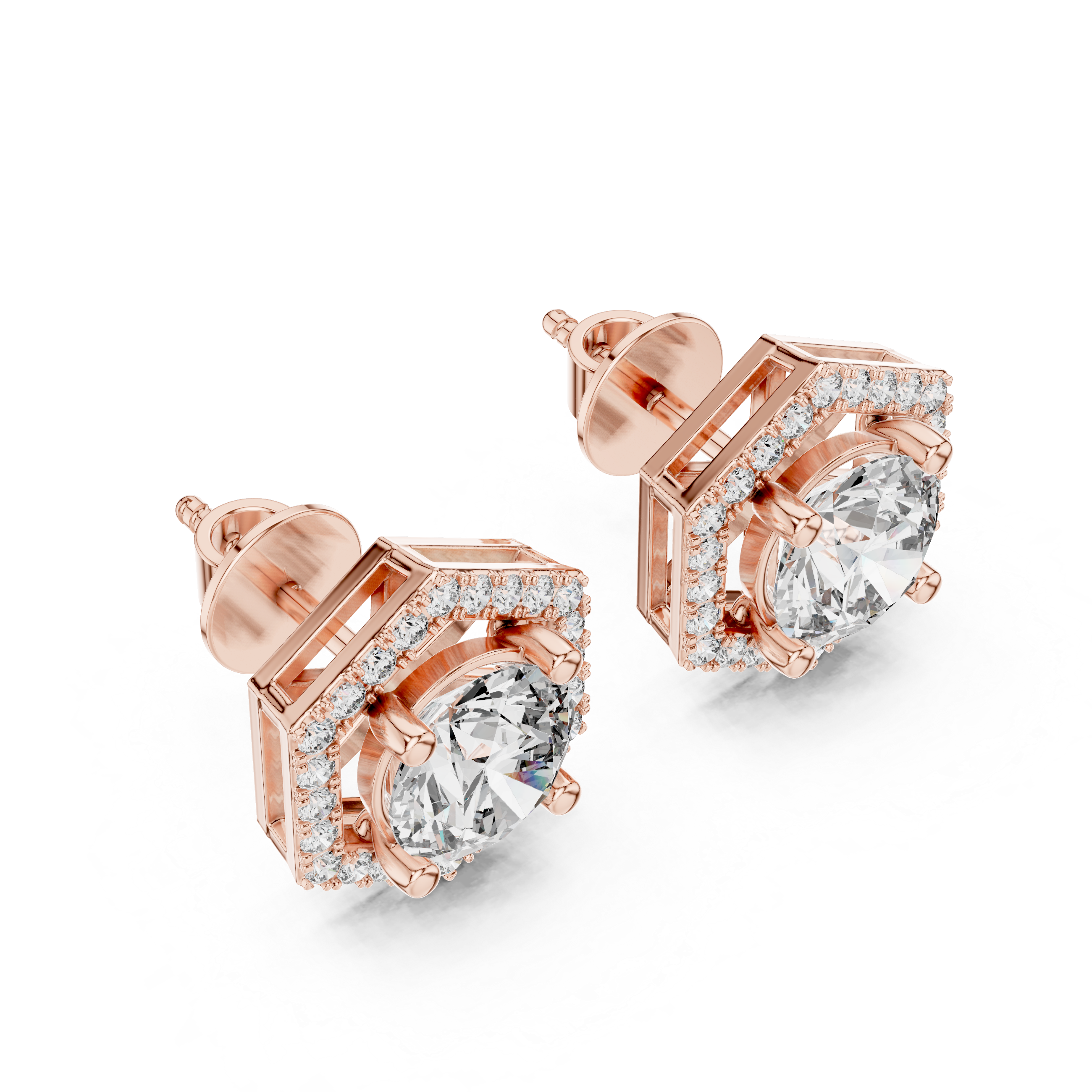 Contemporary Hexagon Shape Diamond Earrings – Minimal Luxury Style