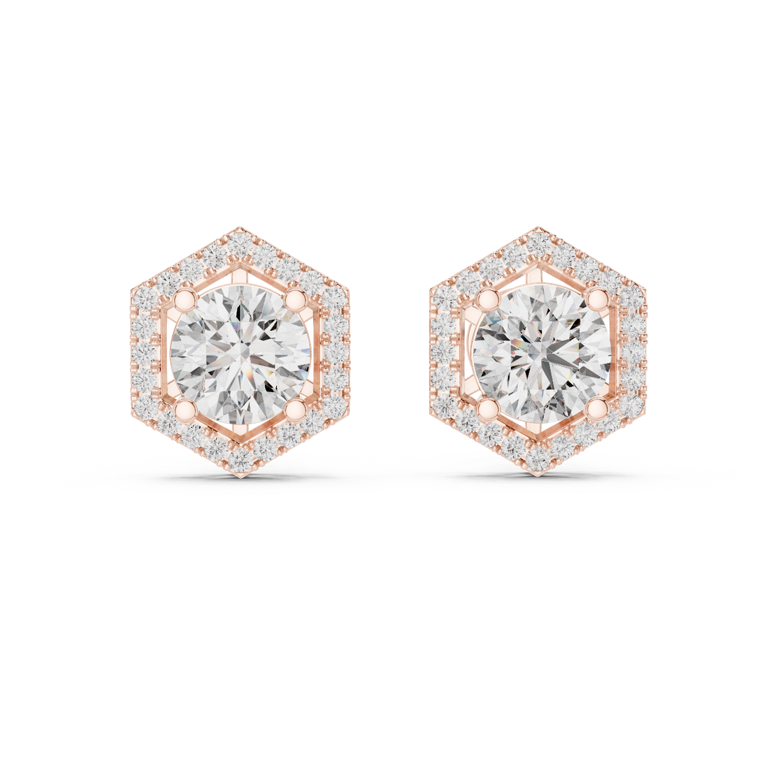 Contemporary Hexagon Shape Diamond Earrings – Minimal Luxury Style
