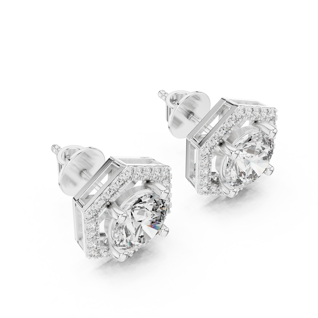 Contemporary Hexagon Shape Diamond Earrings – Minimal Luxury Style
