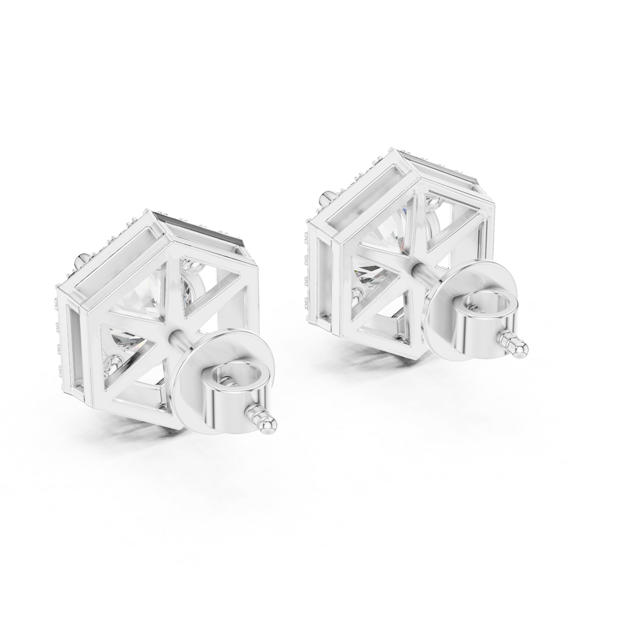 Contemporary Hexagon Shape Diamond Earrings – Minimal Luxury Style