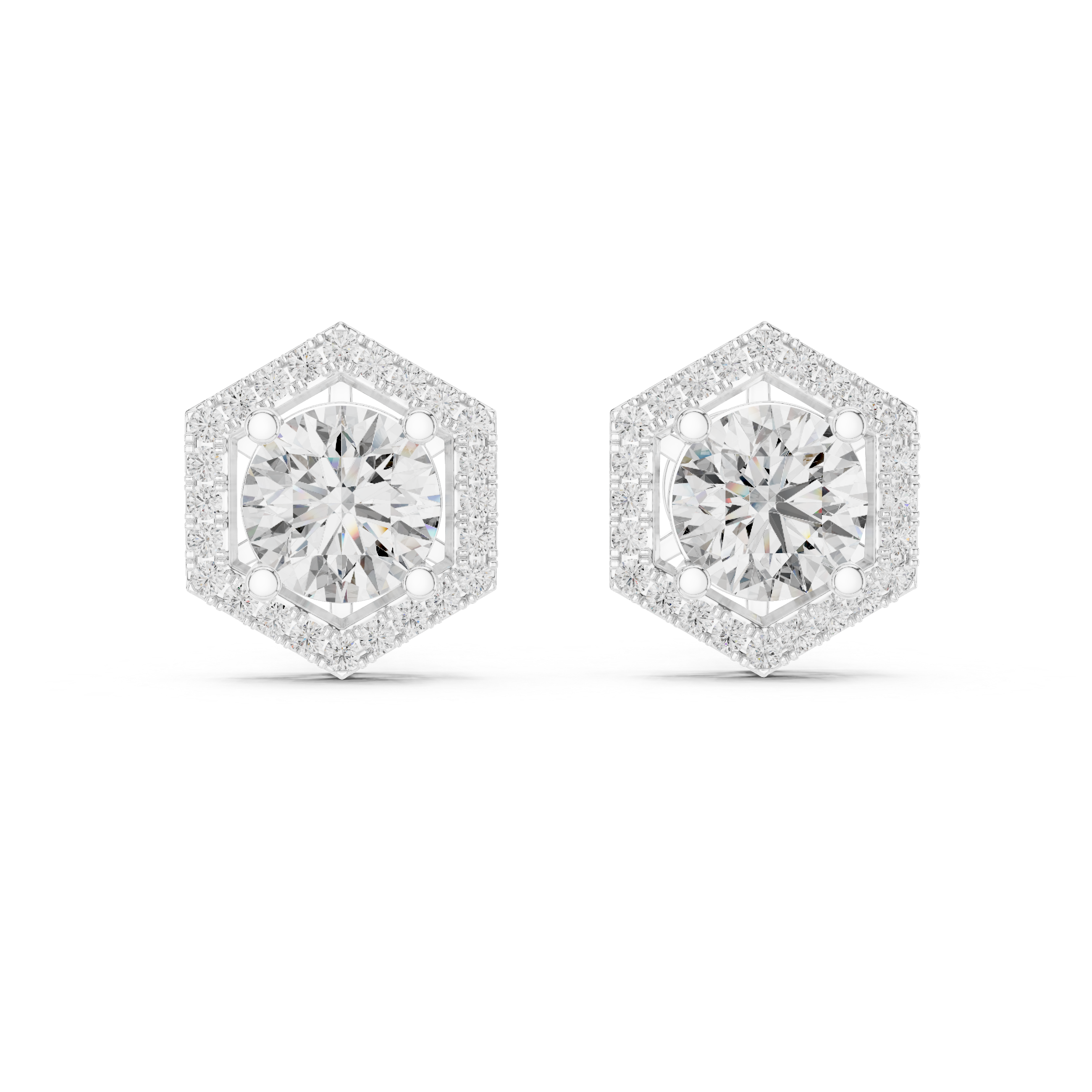 Contemporary Hexagon Shape Diamond Earrings – Minimal Luxury Style