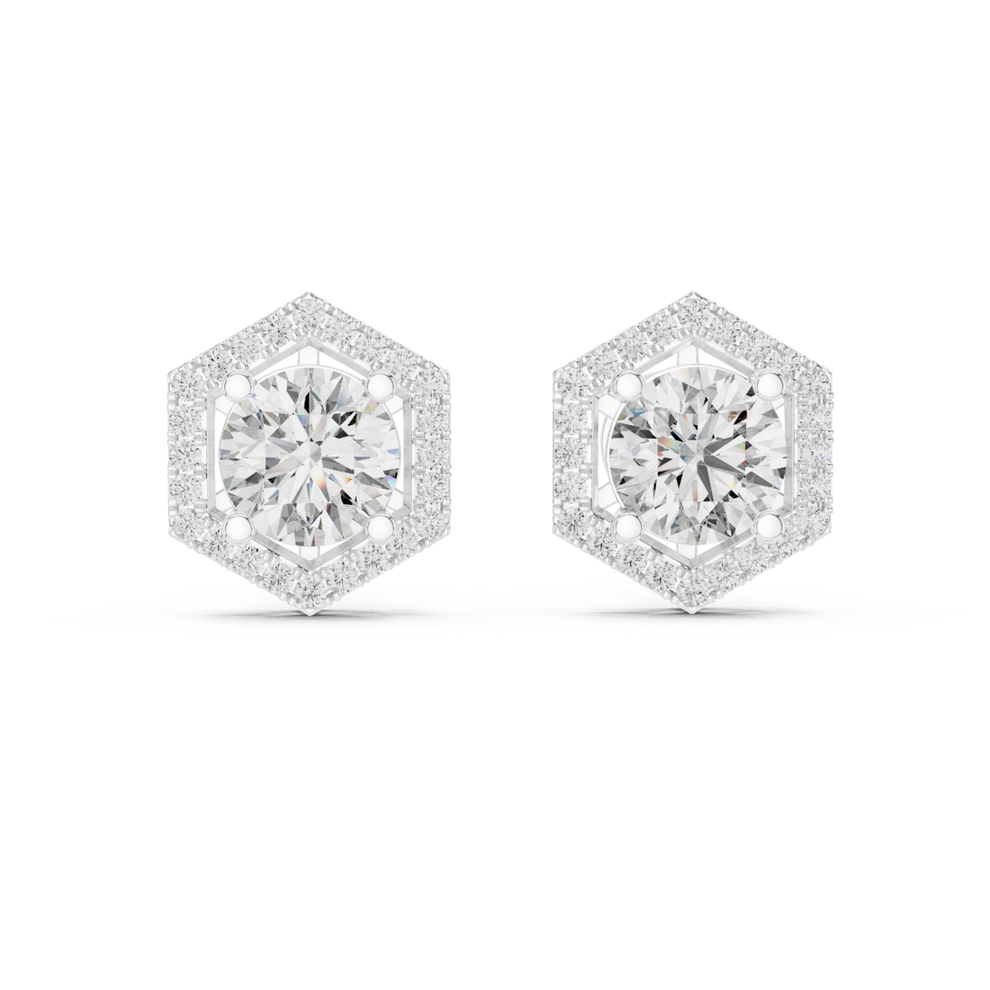 Contemporary Hexagon Shape Diamond Earrings – Minimal Luxury Style