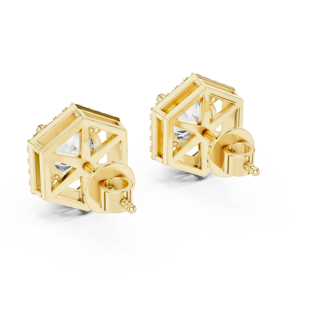 Contemporary Hexagon Shape Diamond Earrings – Minimal Luxury Style