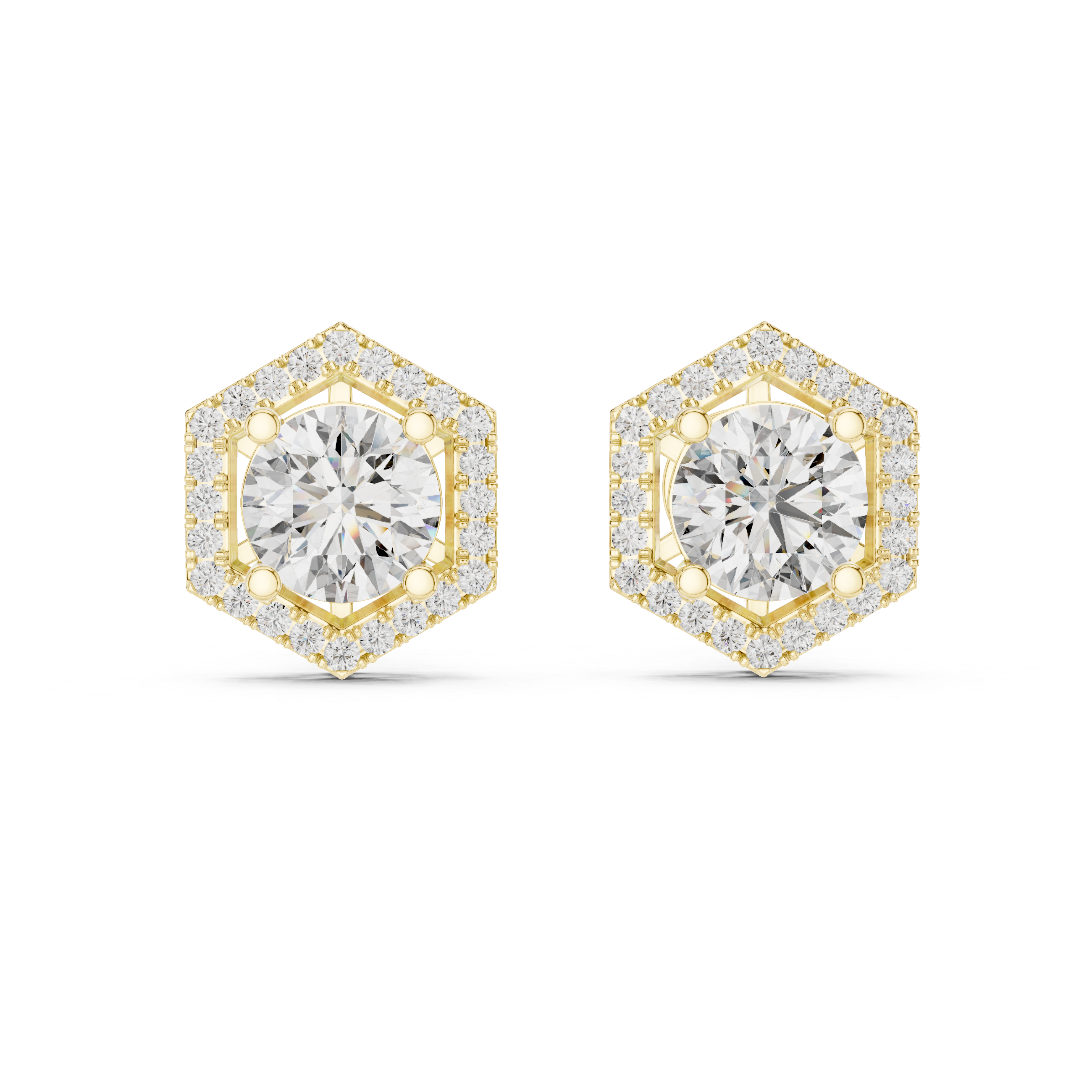 Contemporary Hexagon Shape Diamond Earrings – Minimal Luxury Style