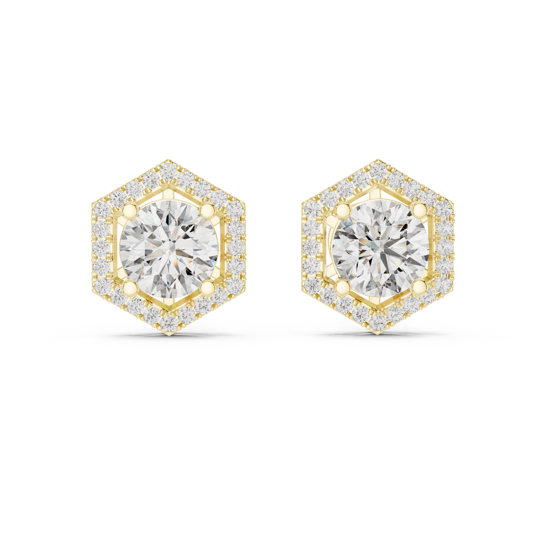 Contemporary Hexagon Shape Diamond Earrings – Minimal Luxury Style