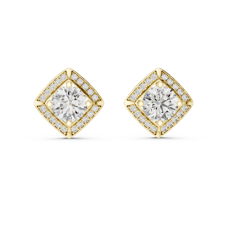 Contemporary Hexagon Shape Diamond Earrings Minimal Luxury Style - White Lab Grown