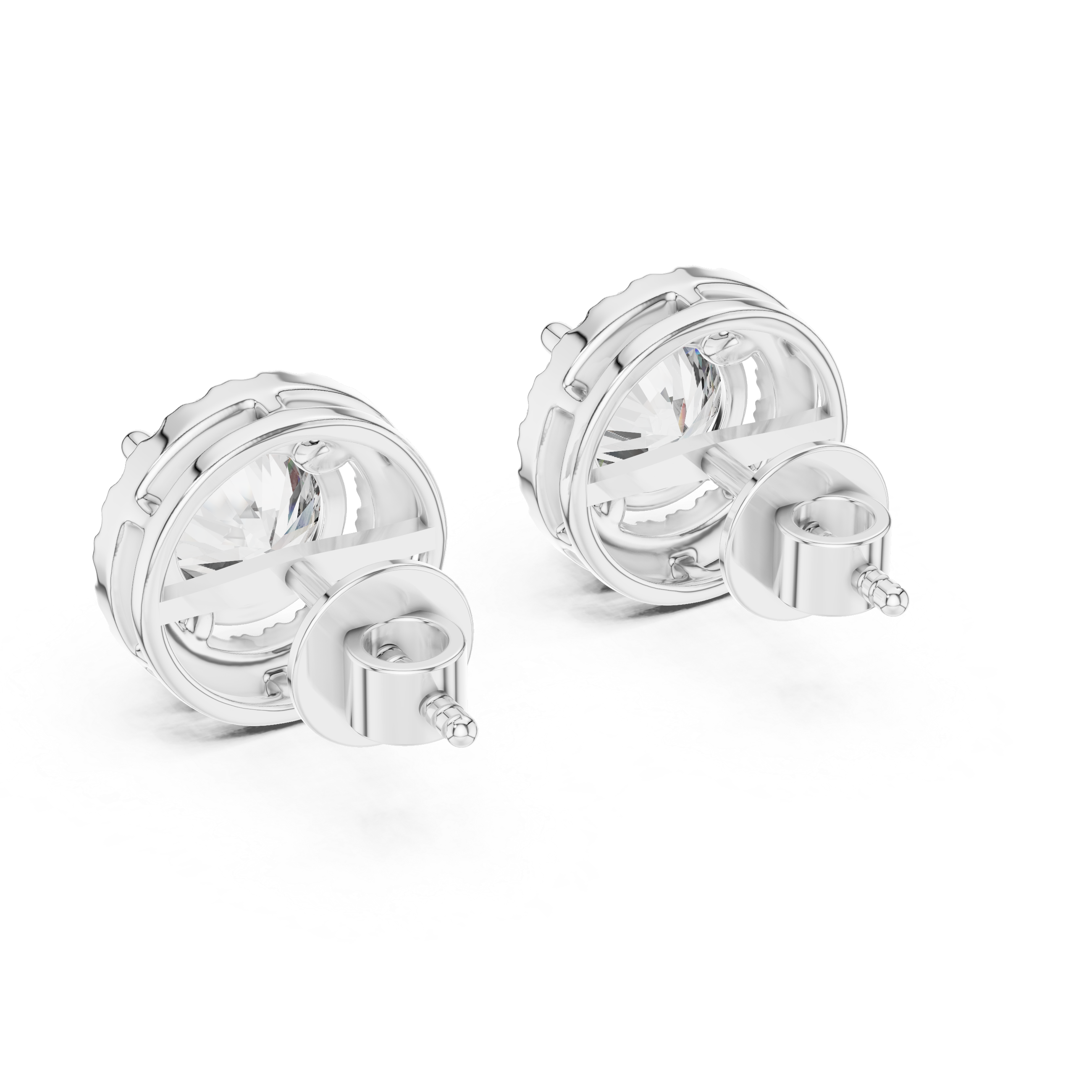 Simple Round Cut Diamond Stud Earrings with Halo Design