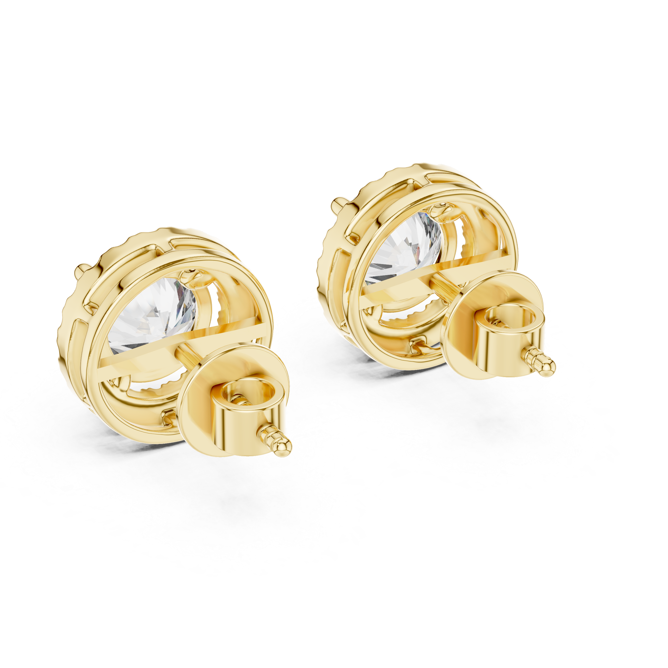 Simple Round Cut Diamond Stud Earrings with Halo Design