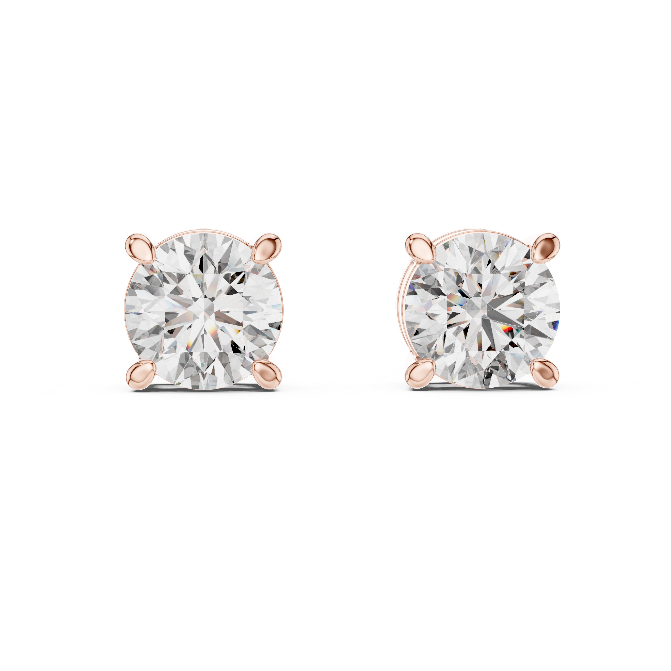 Elegant Round -Cut Diamond Stud Earrings in White Gold