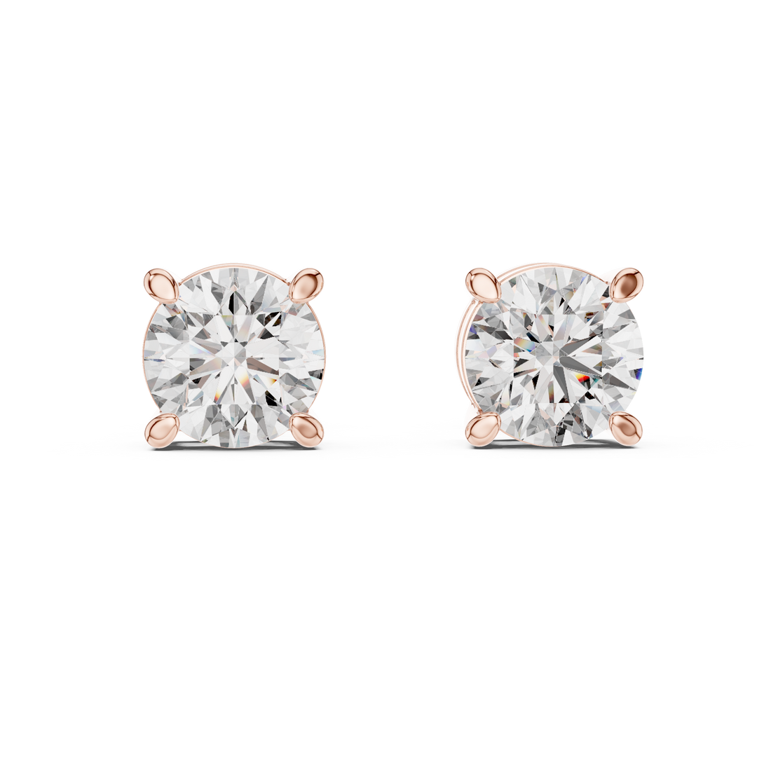 Elegant Round -Cut Diamond Stud Earrings in White Gold