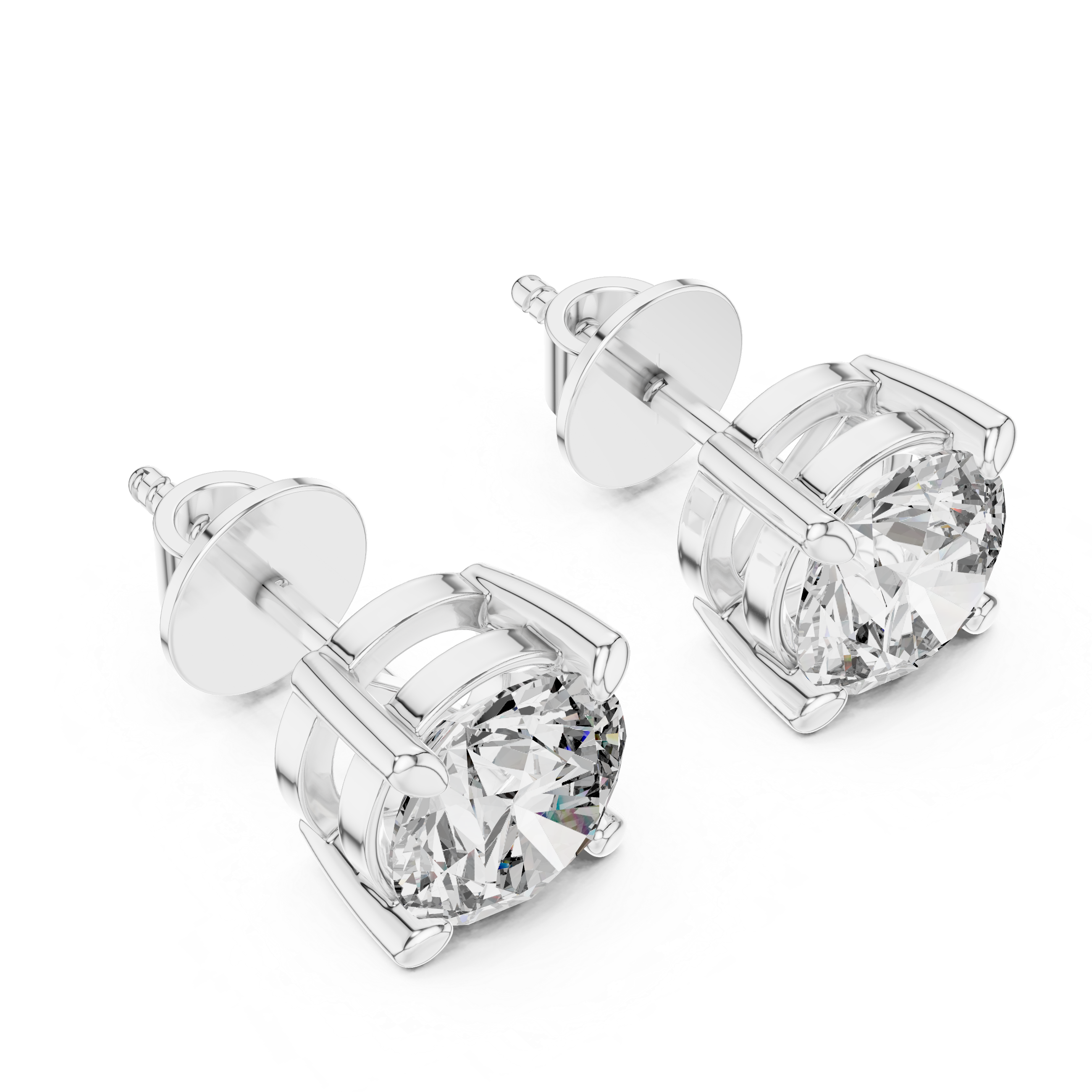 Elegant Round -Cut Diamond Stud Earrings in White Gold