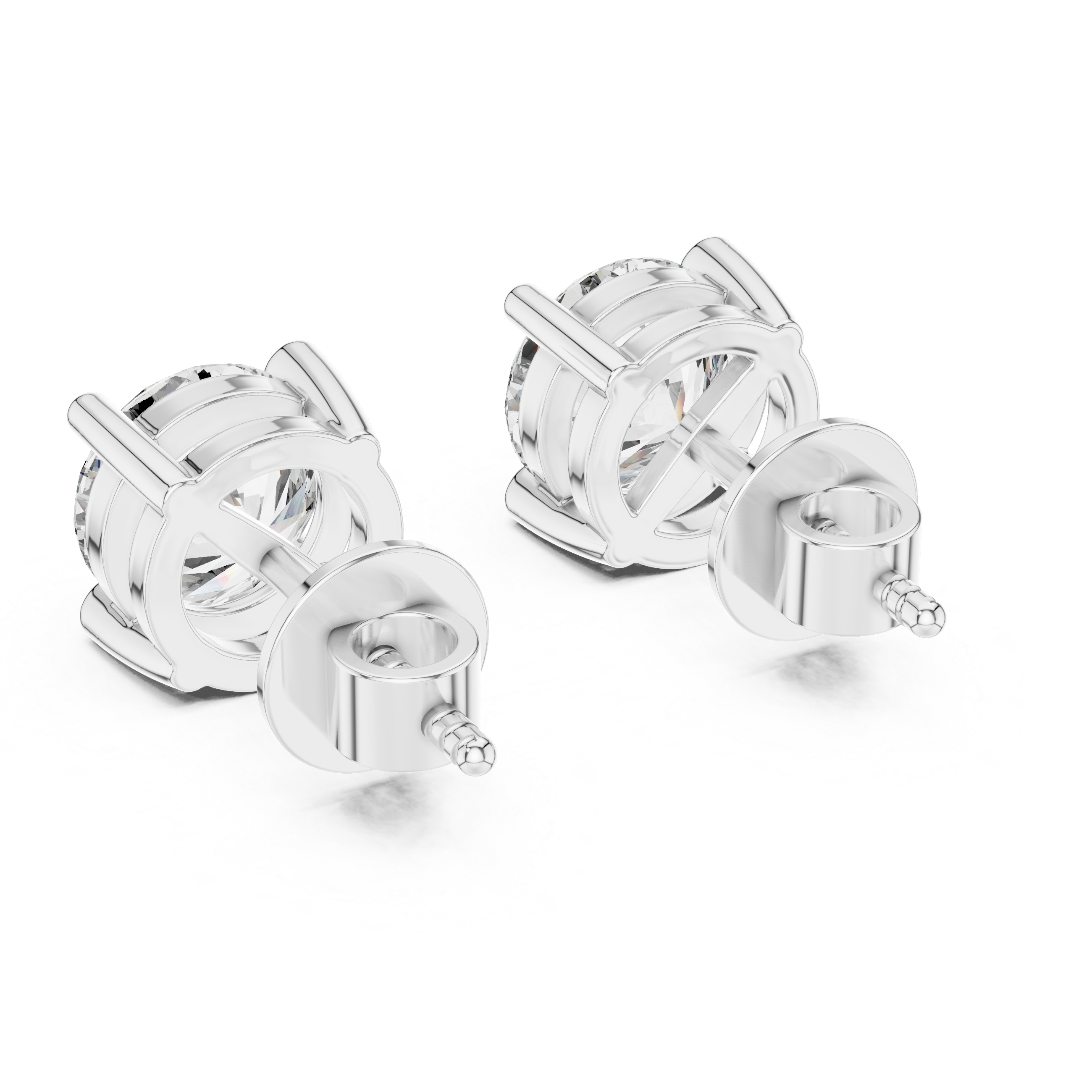 Elegant Round -Cut Diamond Stud Earrings in White Gold