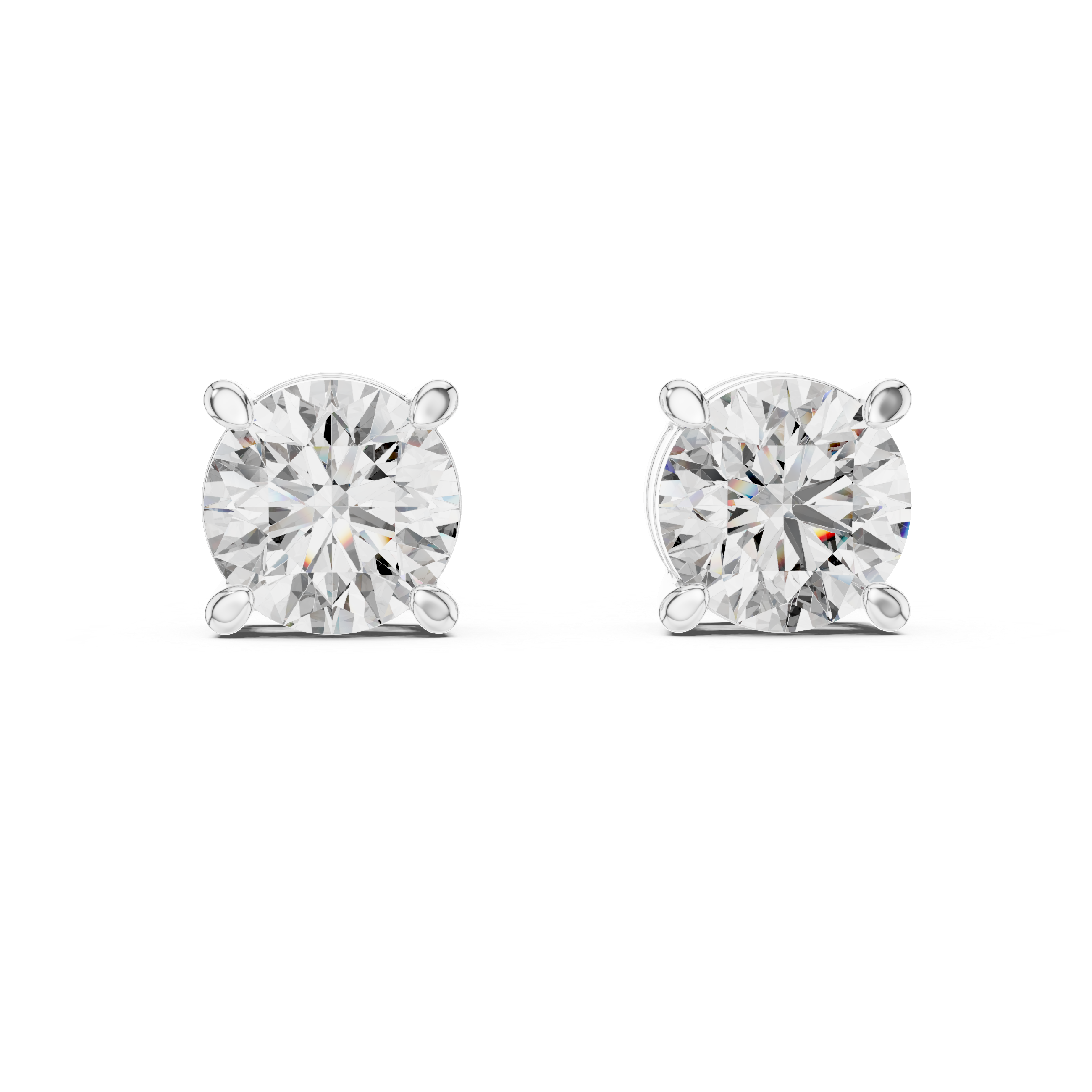 Elegant Round -Cut Diamond Stud Earrings in White Gold