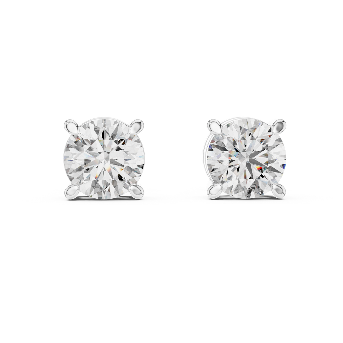 Elegant Round -Cut Diamond Stud Earrings in White Gold