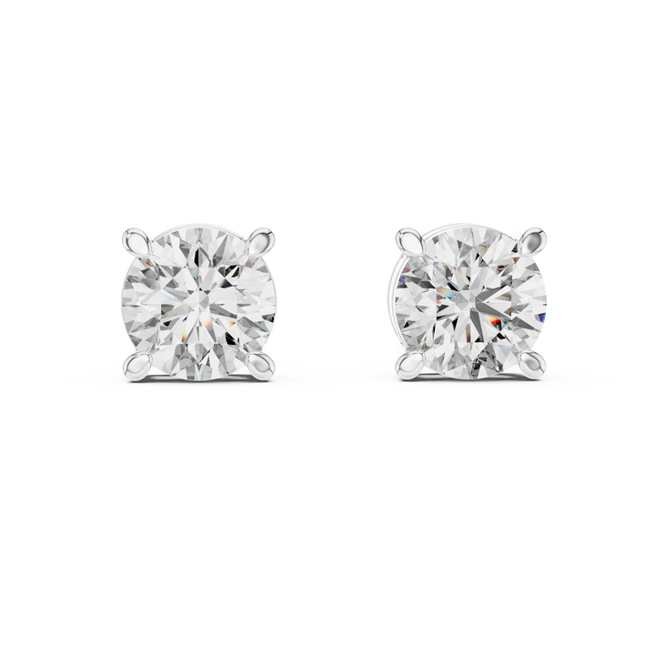 Elegant Round -Cut Diamond Stud Earrings in White Gold