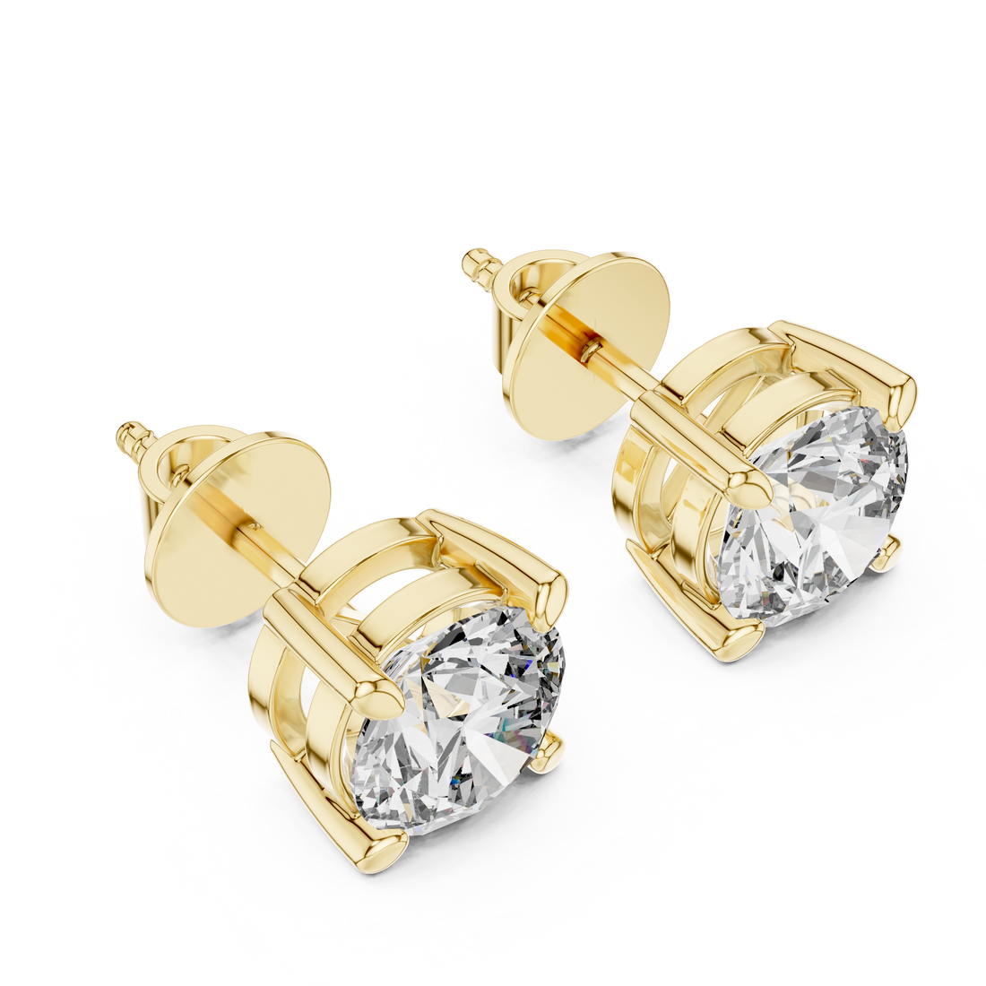 Elegant Round -Cut Diamond Stud Earrings in White Gold