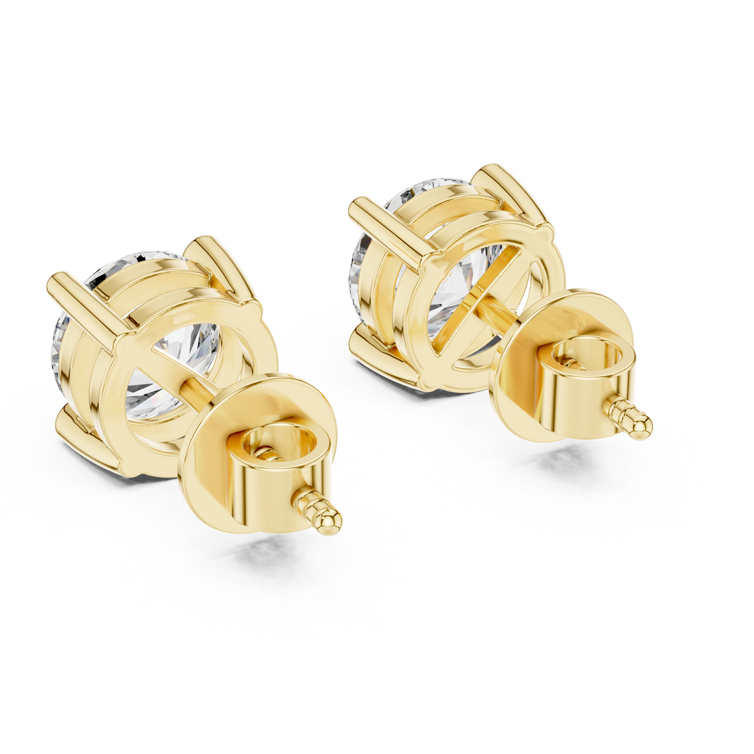 Elegant Round -Cut Diamond Stud Earrings in White Gold