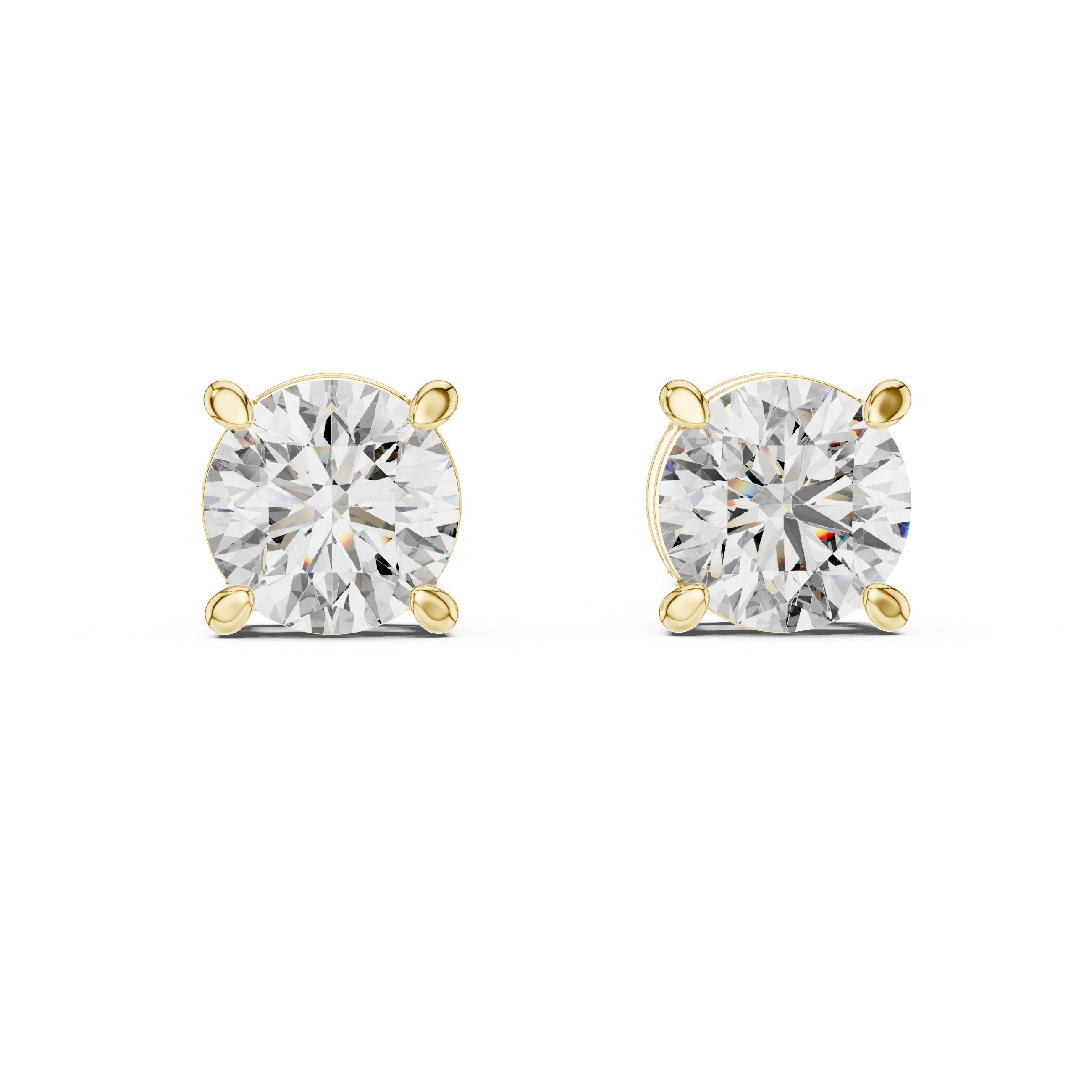 Elegant Round -Cut Diamond Stud Earrings in White Gold