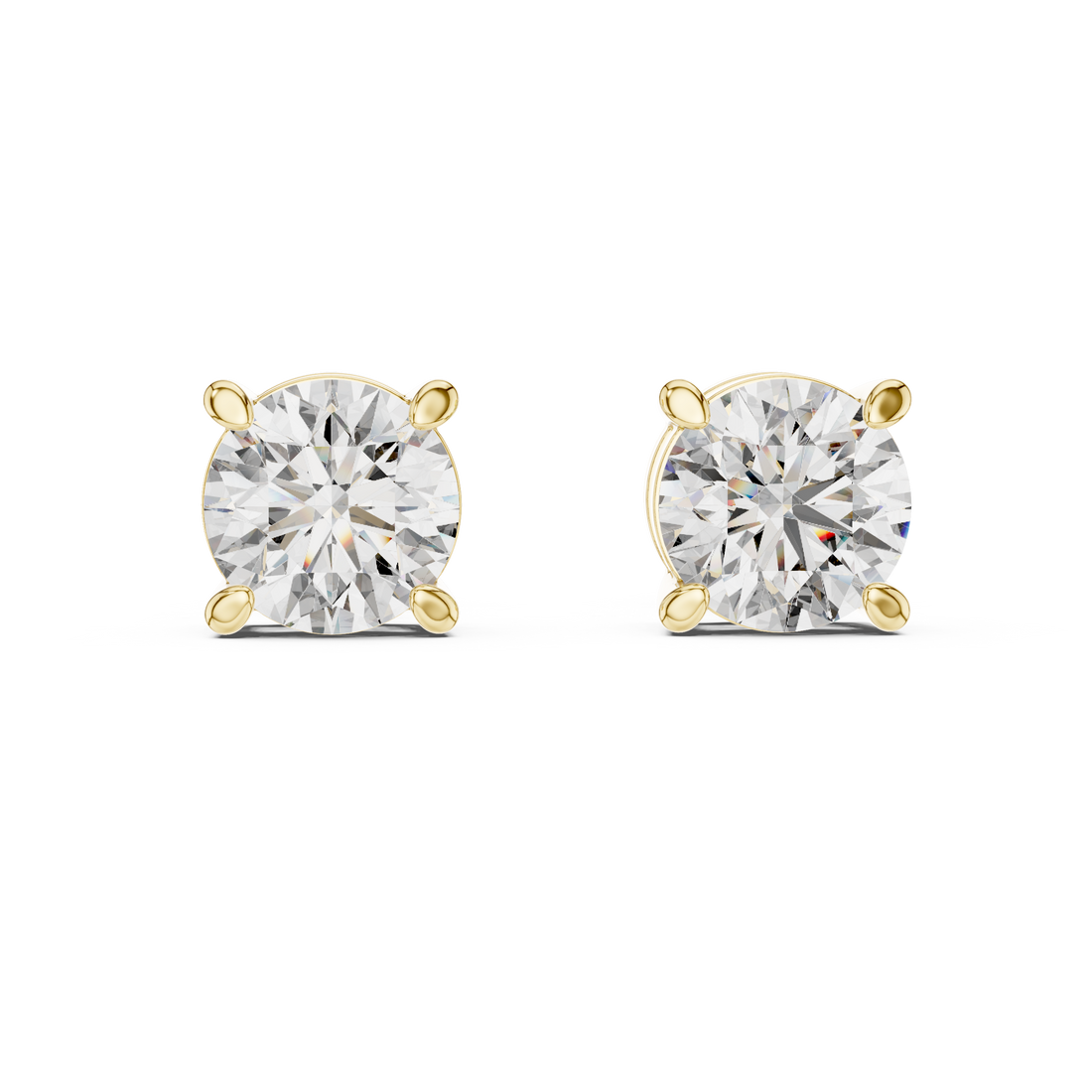 Elegant Round -Cut Diamond Stud Earrings in White Gold