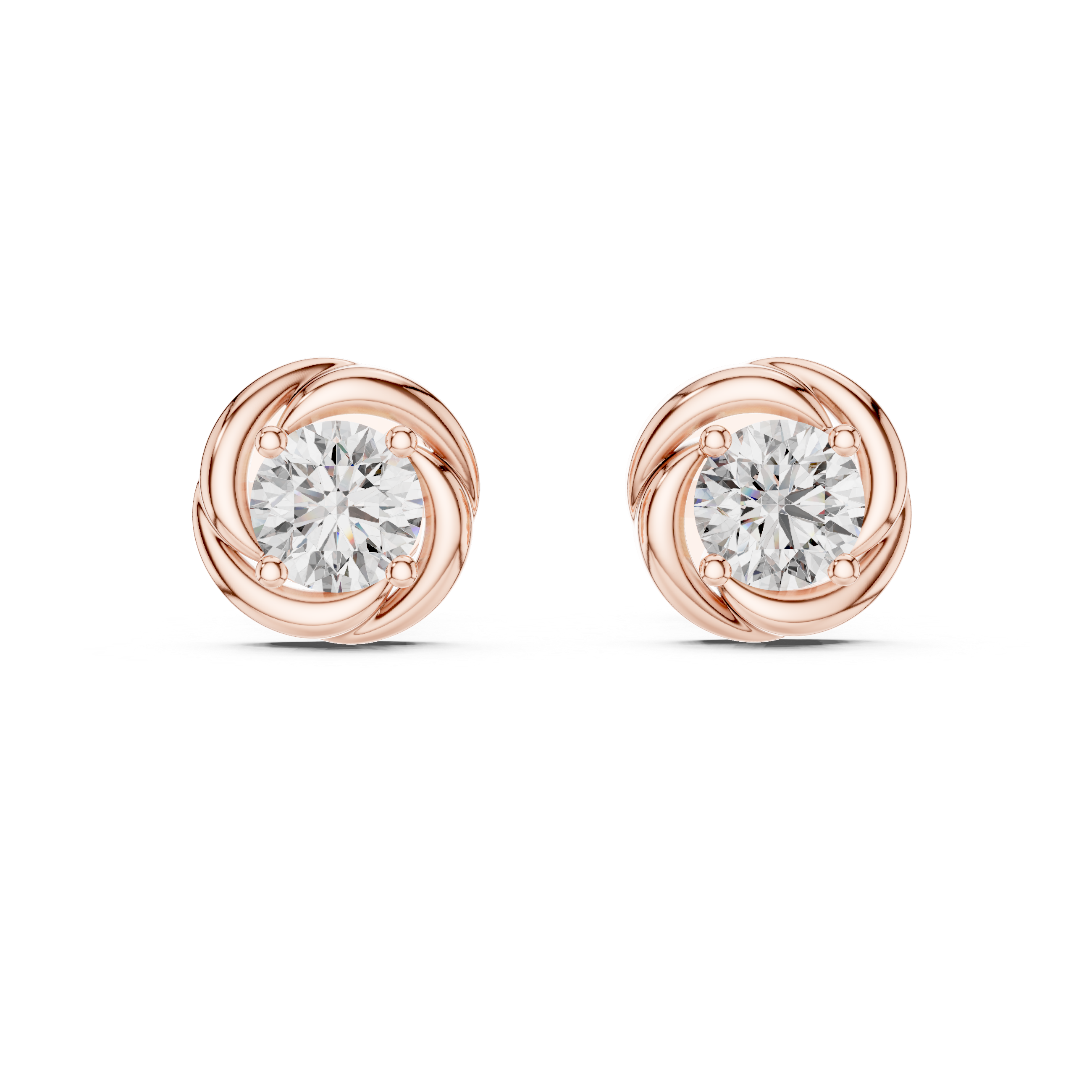 Classic Round Diamond Studs with Twisted Rope-Inspired Setting