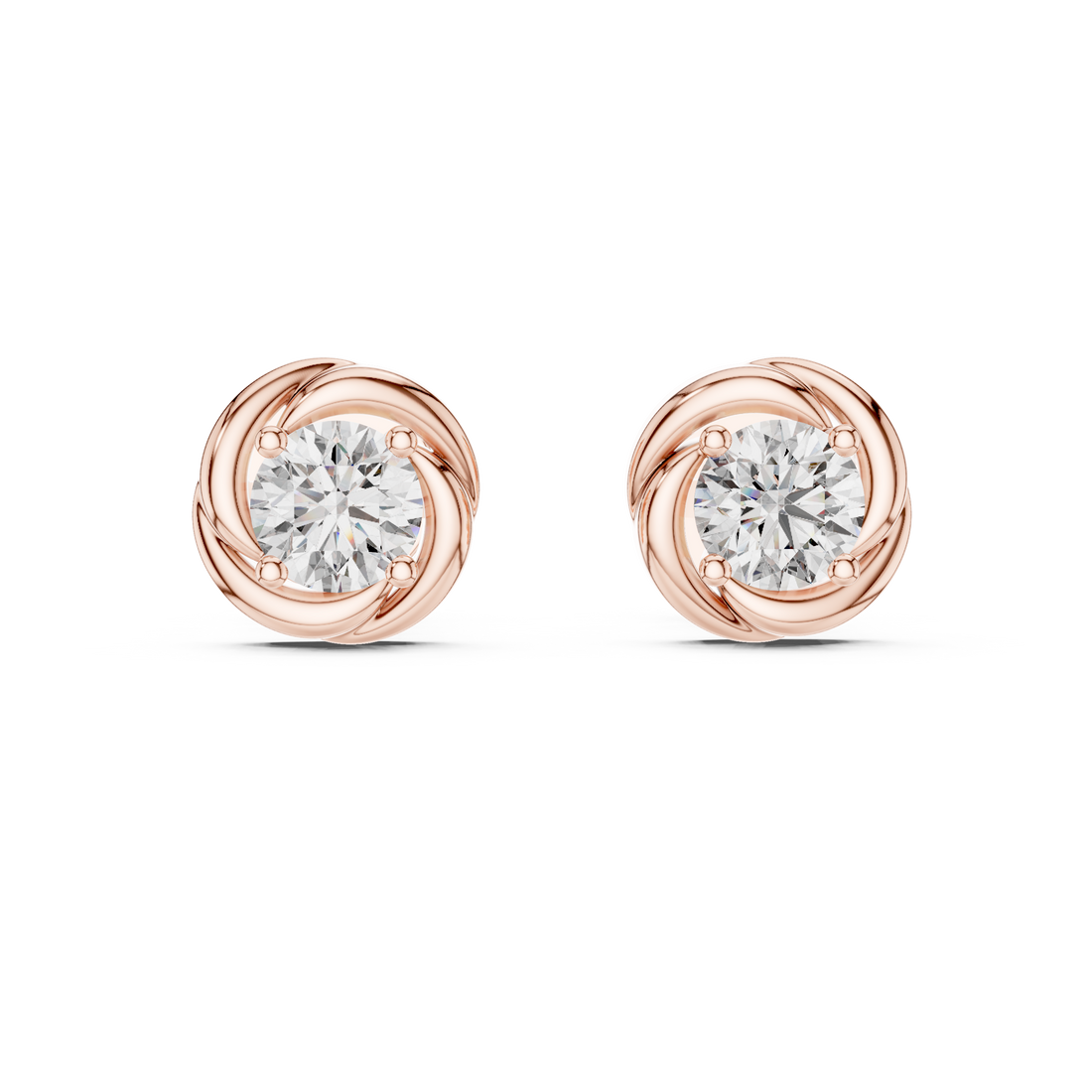 Classic Round Diamond Studs with Twisted Rope-Inspired Setting