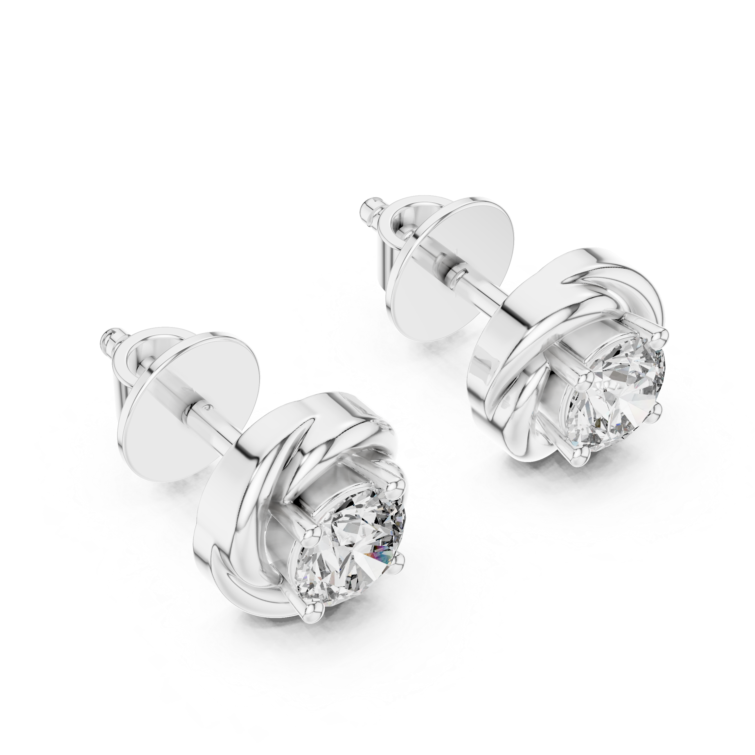 Classic Round Diamond Studs with Twisted Rope-Inspired Setting