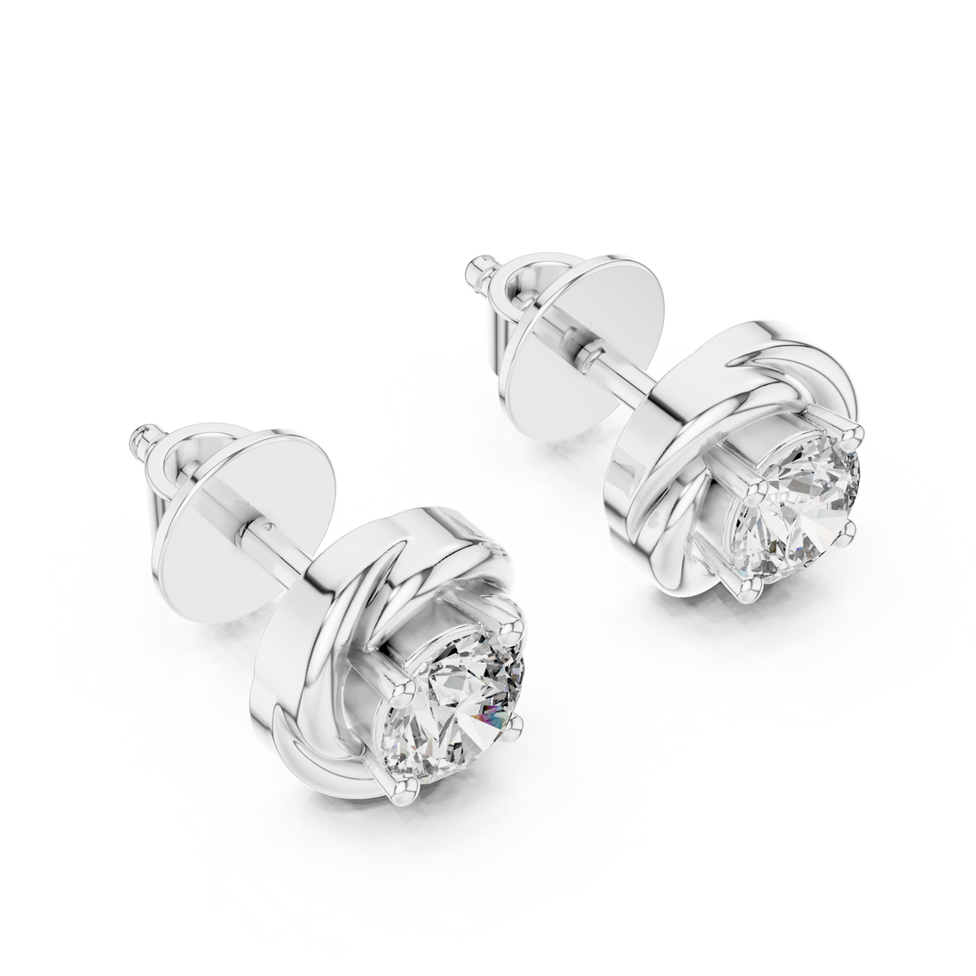 Classic Round Diamond Studs with Twisted Rope-Inspired Setting