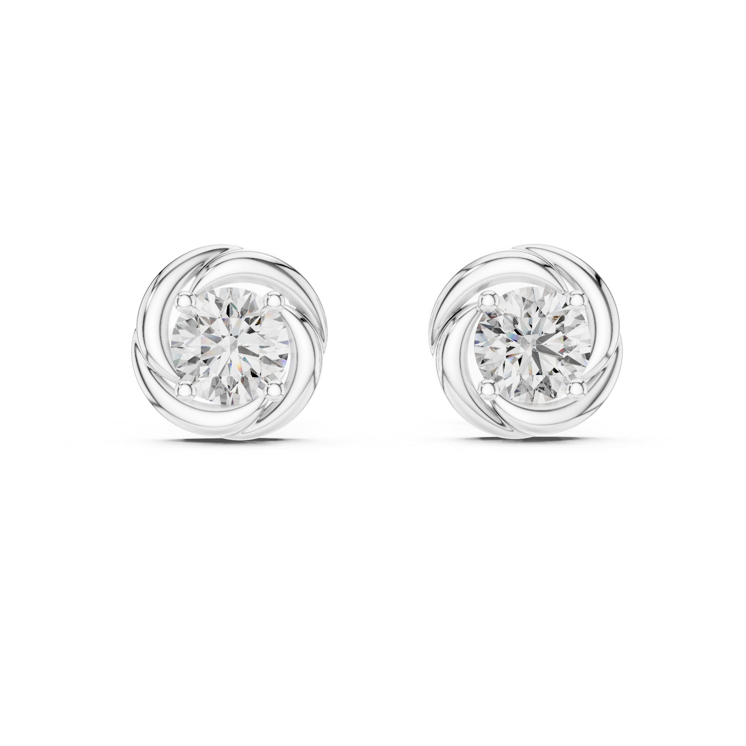Classic Round Diamond Studs with Twisted Rope-Inspired Setting