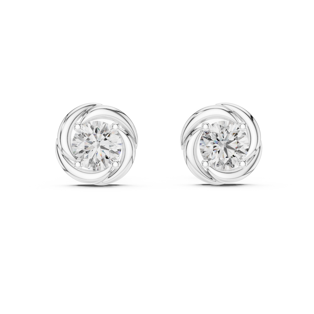 Classic Round Diamond Studs with Twisted Rope-Inspired Setting
