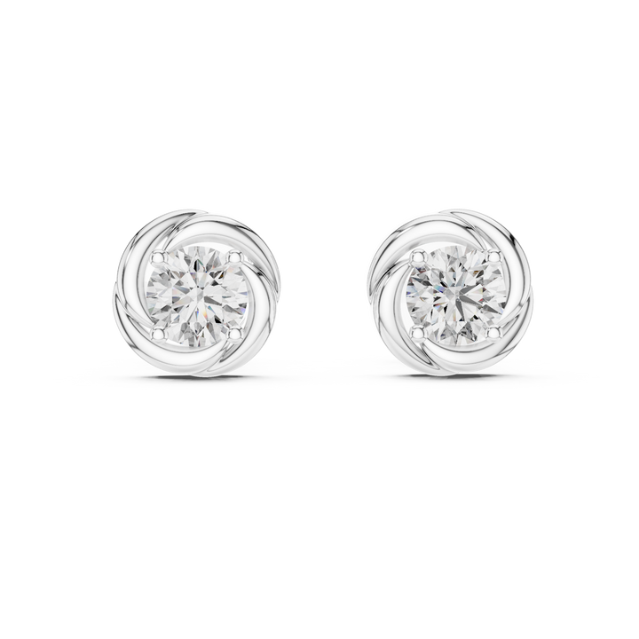 Classic Round Diamond Studs with Twisted Rope-Inspired Setting