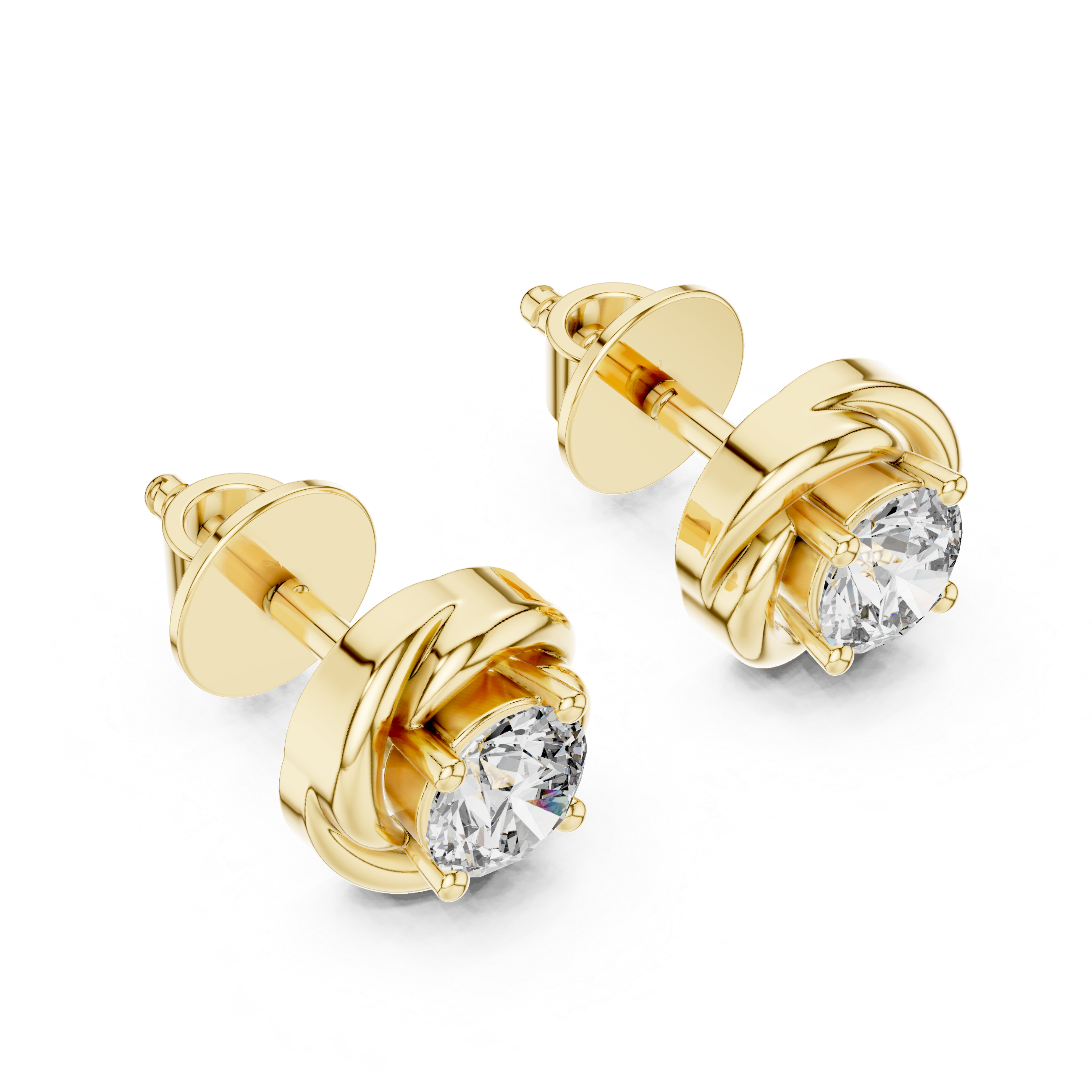 Classic Round Diamond Studs with Twisted Rope-Inspired Setting