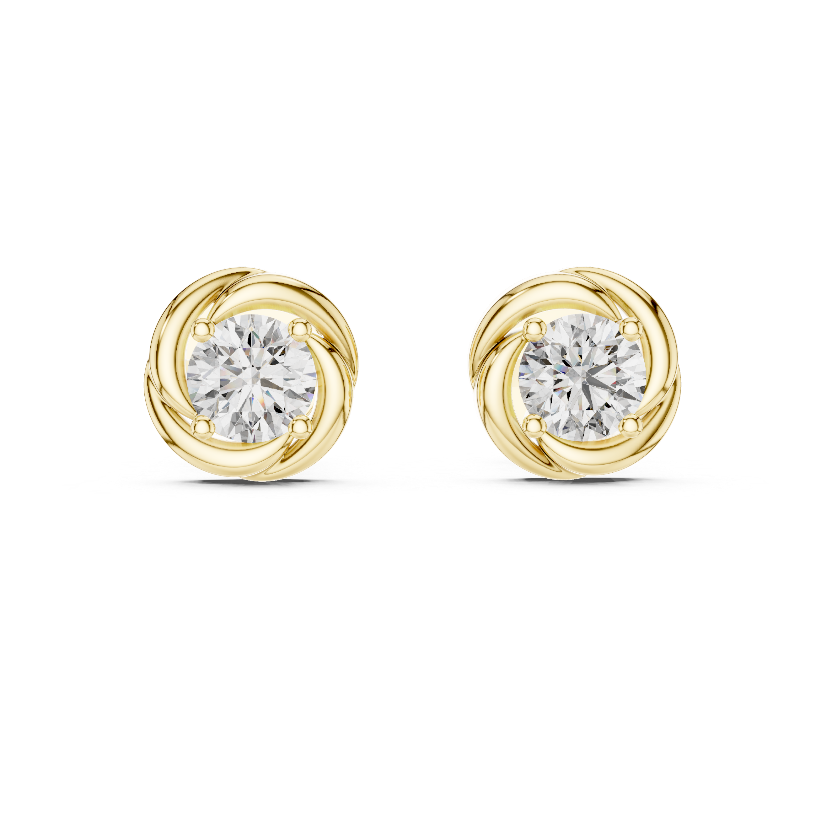 Classic Round Diamond Studs with Twisted Rope-Inspired Setting